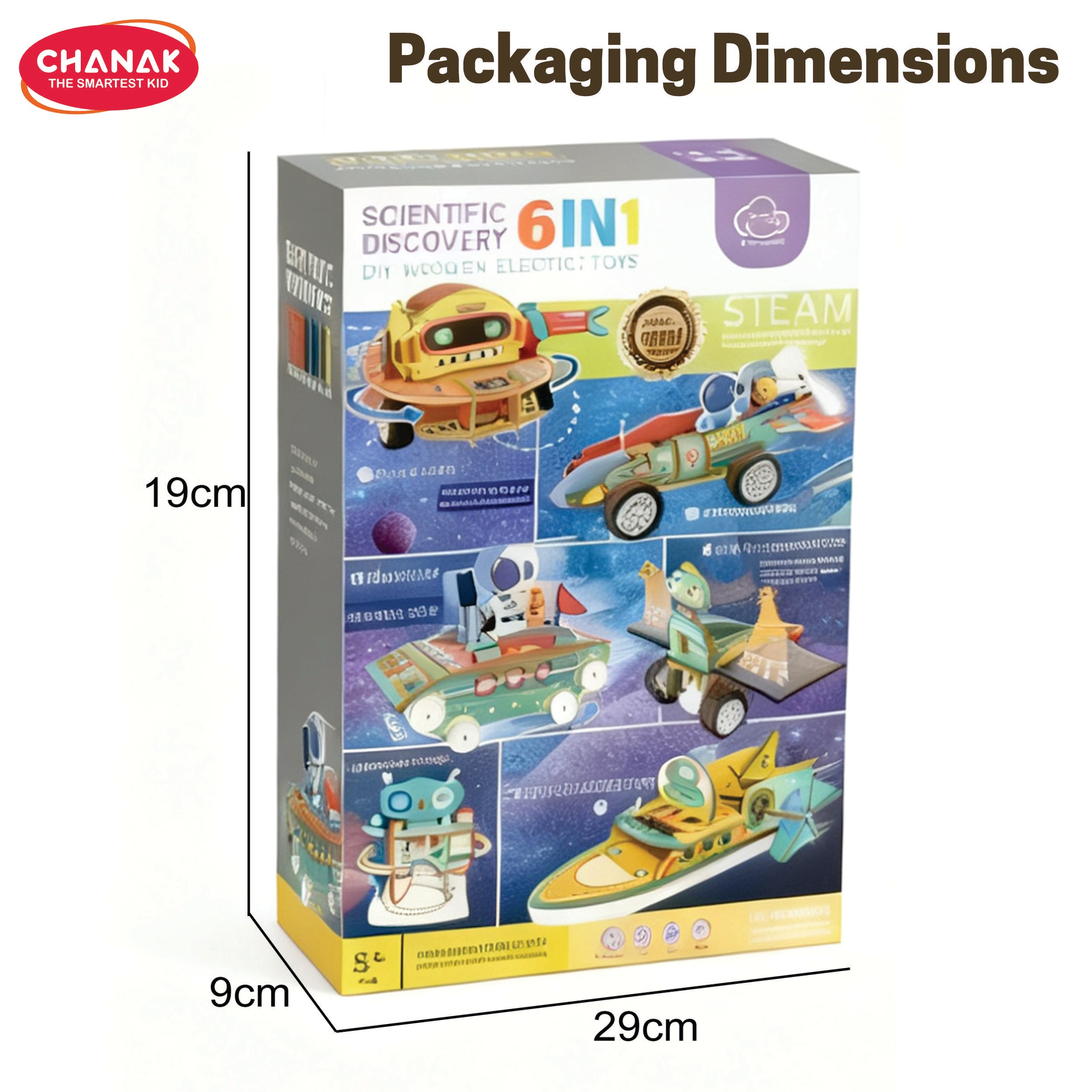 Chanak 6 in 1 scientific discovery diy wooden electric toy kit for kids 8 years & above, build & learn robots, cars & space