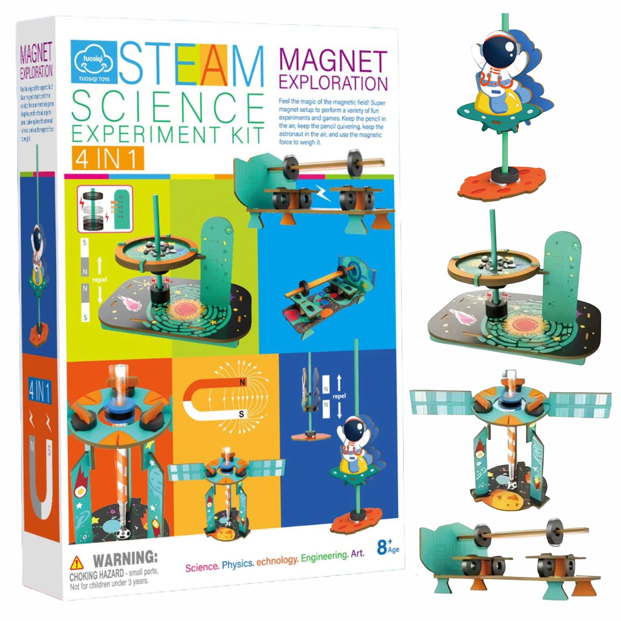 Chanak 4-In-1 Steam Magnet Exploration Kit – Diy Science Toy Teaching Kids Magnetic Force, Energy & Motion Through Fun Experiments. Perfect Stem Learning Kit For Boys & Girls.