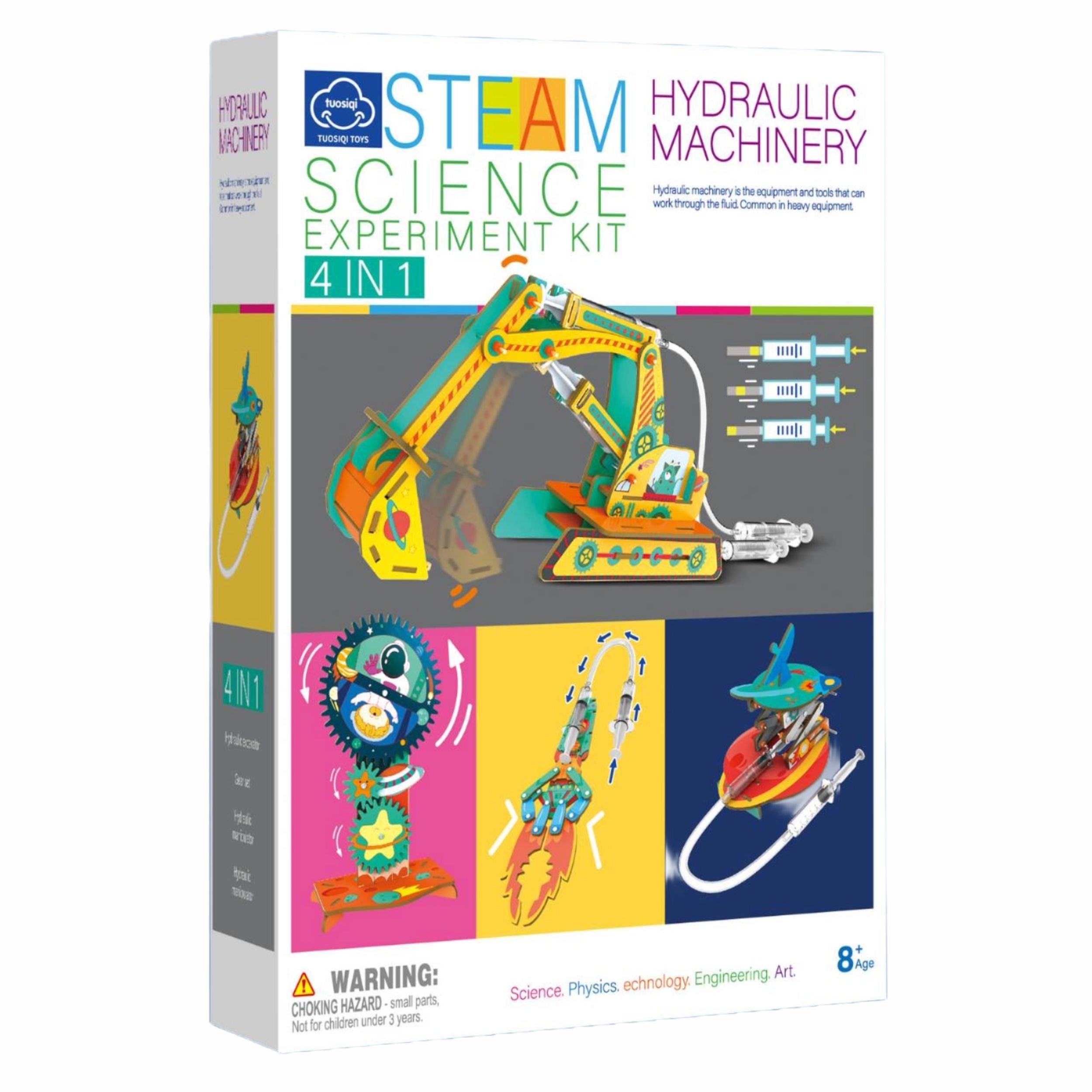 Chanak Hydraulic Machinery 4-In-1 Steam Science Experiment Kit | Diy Mechanical Engineering Set For Kids | Educational Toy For Physics & Robotics Learning Age 8+