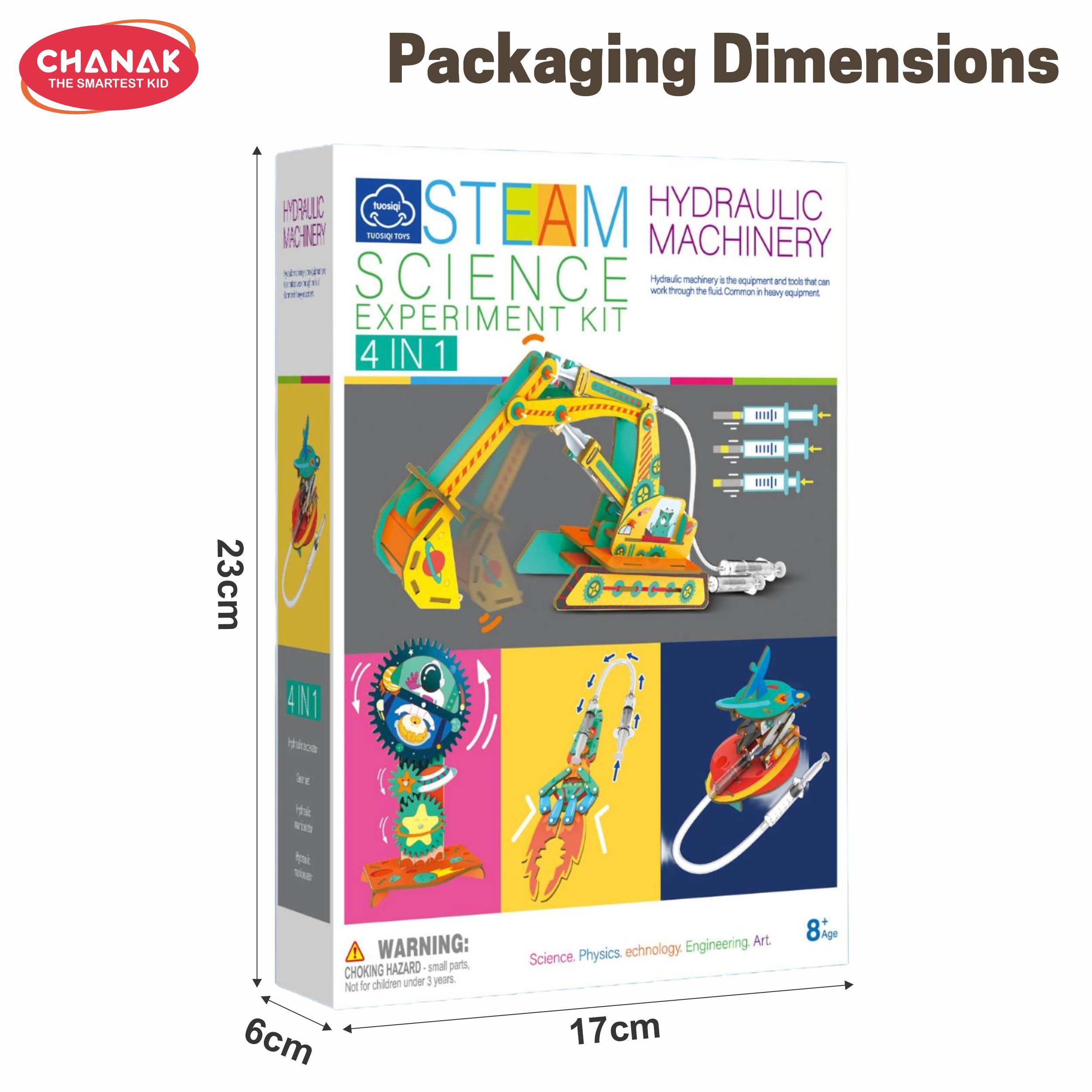 Chanak Hydraulic Machinery 4-In-1 Steam Science Experiment Kit | Diy Mechanical Engineering Set For Kids | Educational Toy For Physics & Robotics Learning Age 8+