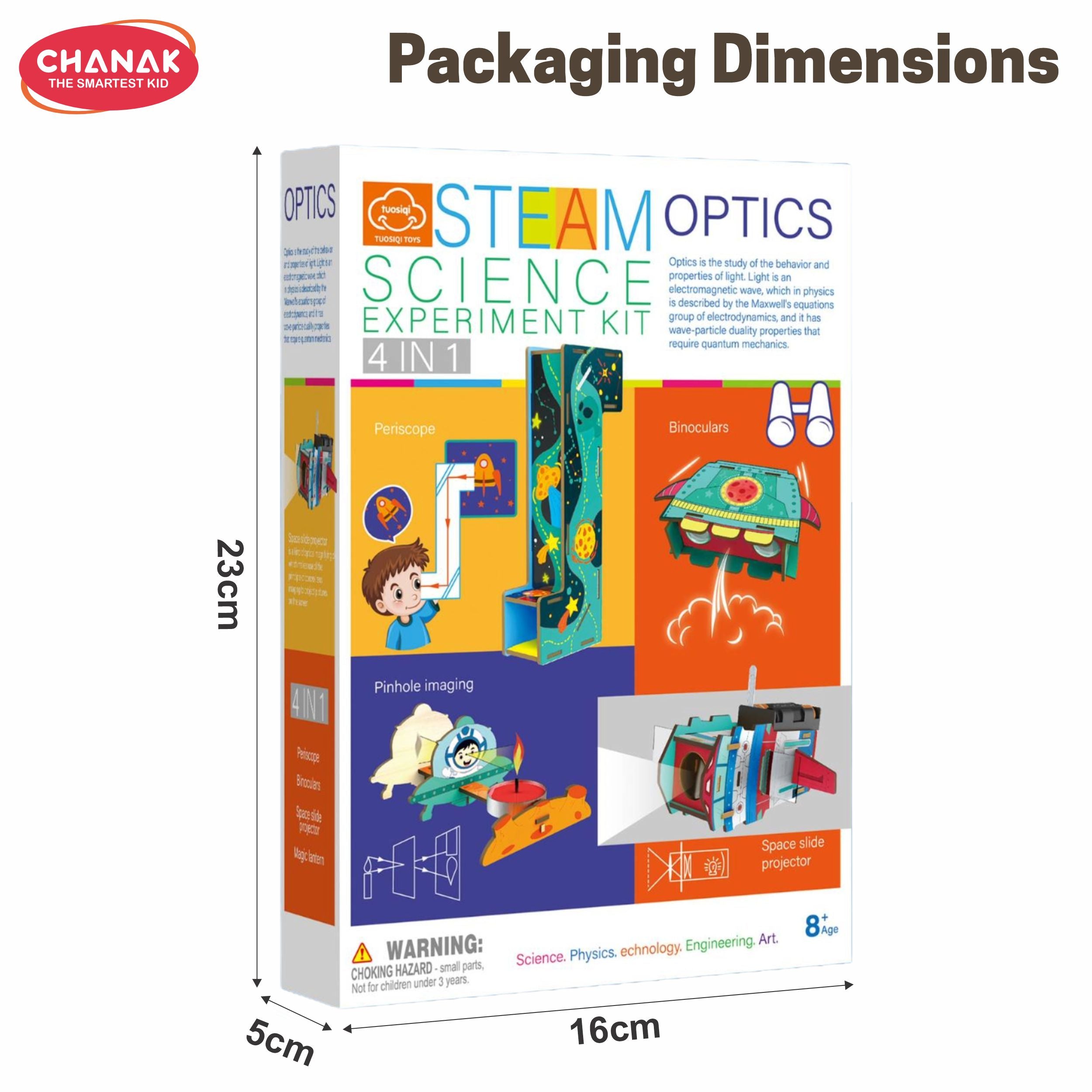 Chanak Steam Science Experiment Kit 4-In-1 | Optics Learning Toy For Kids | Diy Educational Science Kit For Age 8+ | Light, Vision & Reflection Experiments