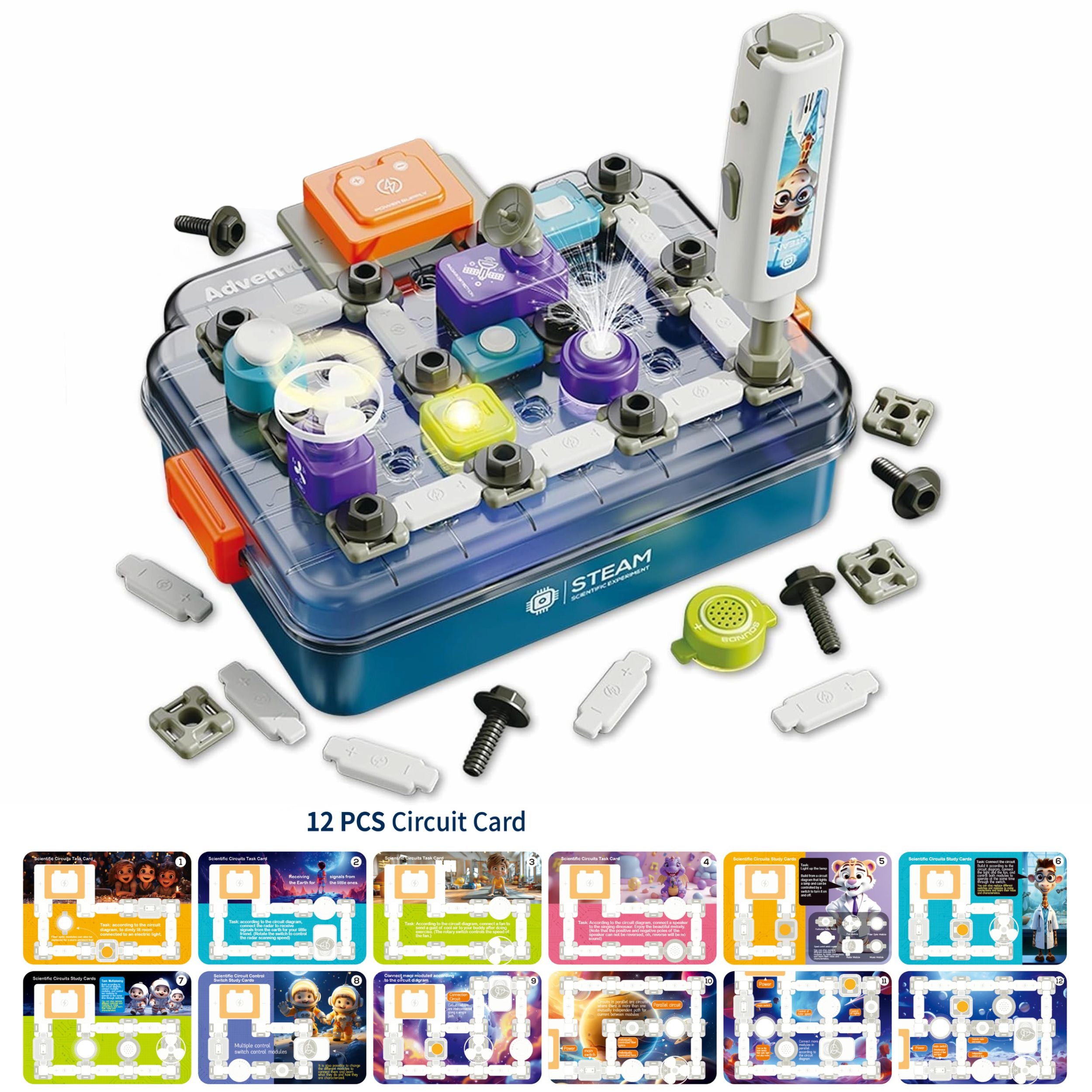 Chanak scientific circuits diy steam learning kit for kids build 46+ circuit experiments educational science toy with lights, sounds & fans age 3+