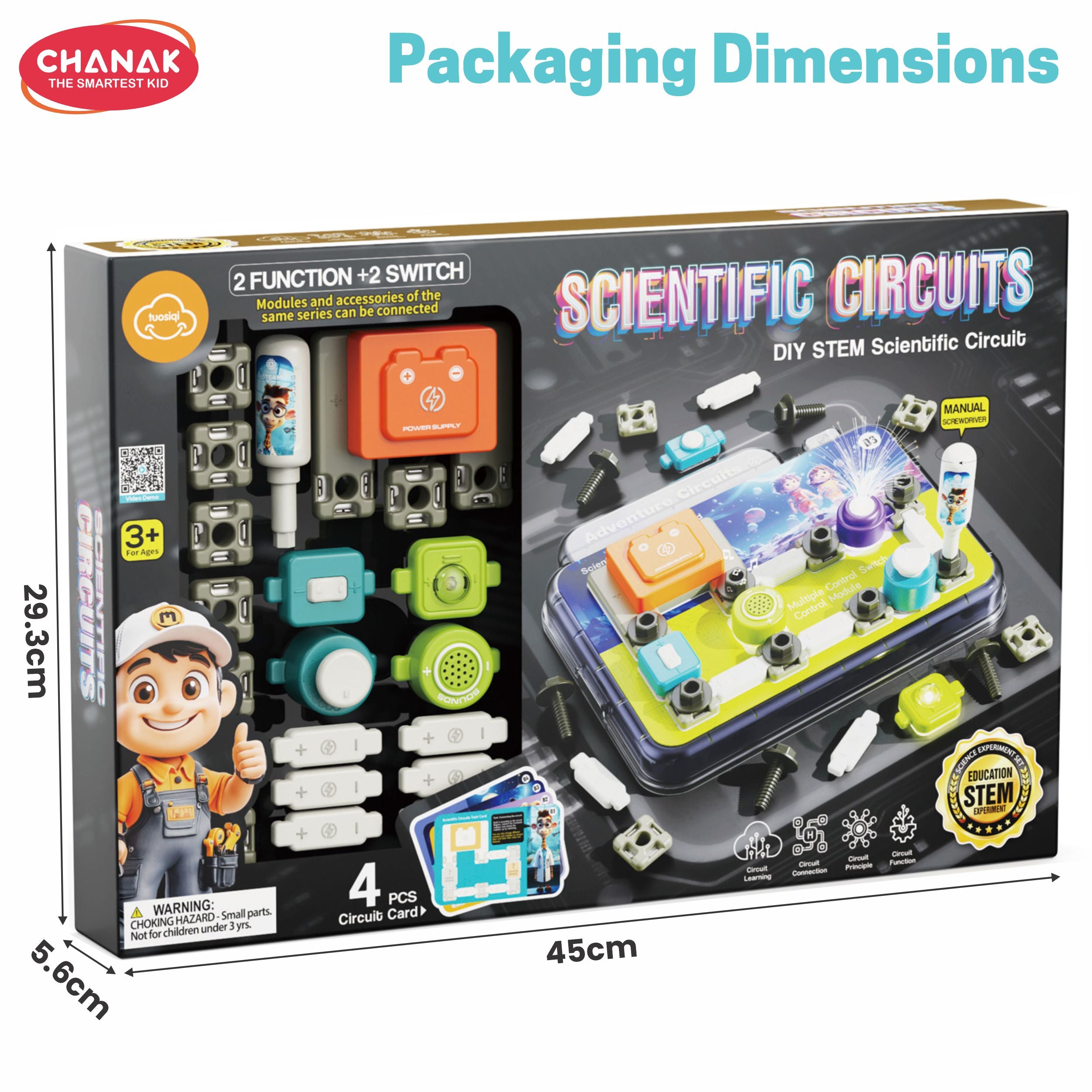 Chanak scientific circuits diy steam kit for kids build your own electric circuits learning toy with light, fan & switch modules educational science experiment set for boys & girls for age 3+