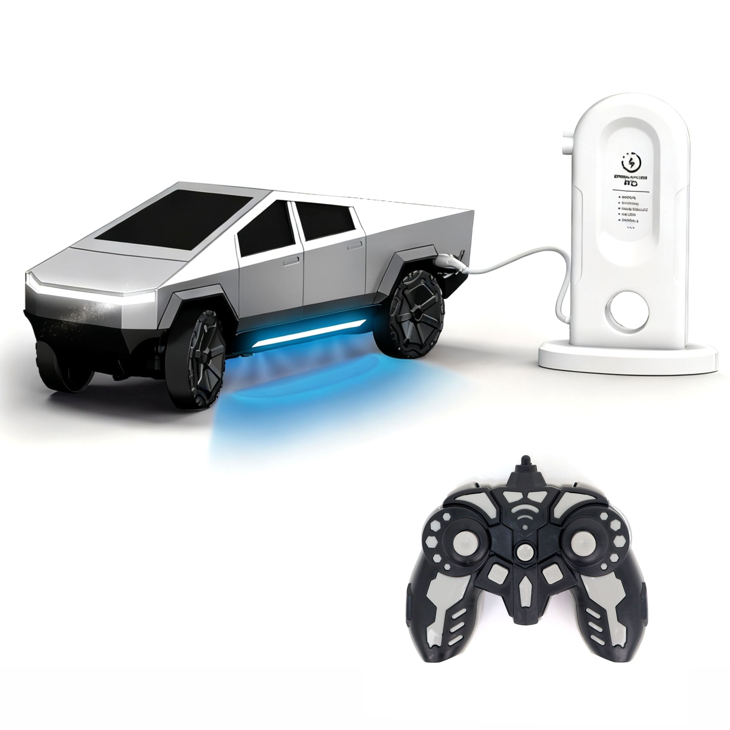 Chanak Diecast Cybertruck Model Car 1:36 Scale - Die Cast Toy Truck With Led Lights, Smooth Tires, Lithium Battery, And Grey Abs Plastic Body | Collectible Cyber Car Toy For Kids Age 6+