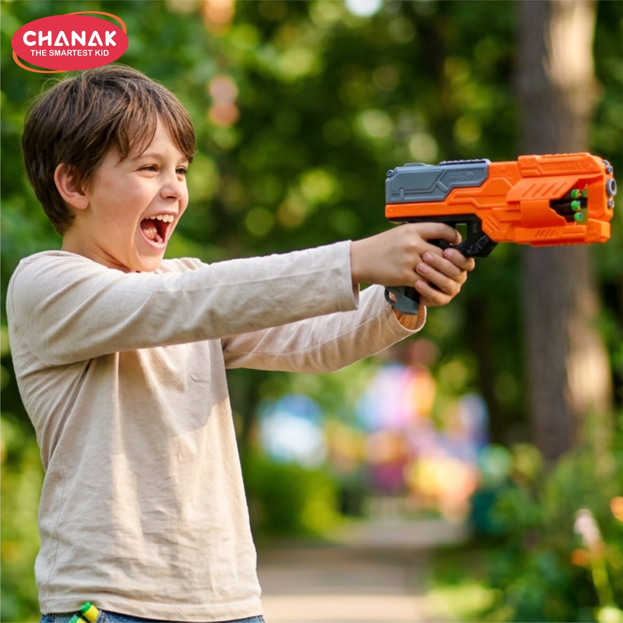 Chanak High performance six fire gun, toy blaster gun with 6 dart rotating drum, hi-arm toy gun for kids above 6 years, accurate upto 45 feet, includes 10 soft bullet darts, (color as per availability)