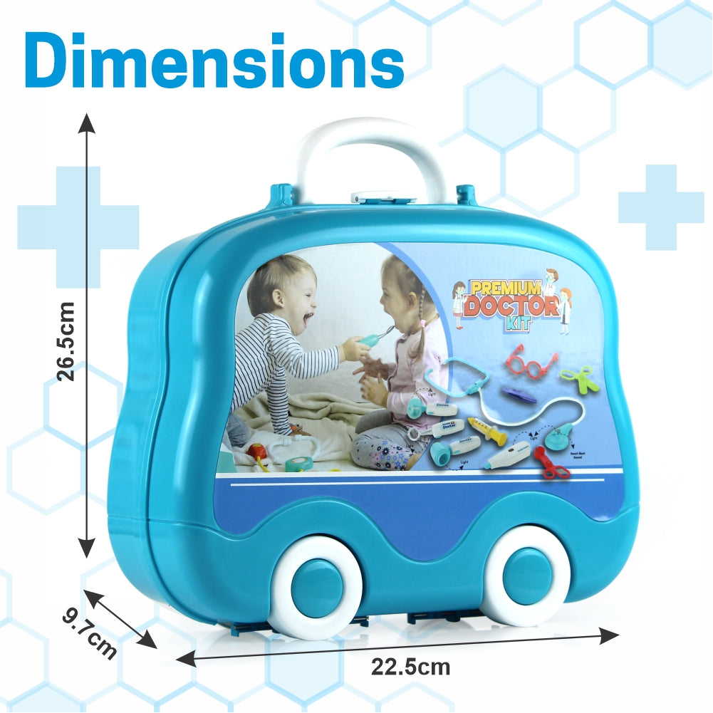 Chanak Premium doctor set suitcase for kids, doctor set with led light instruments, pretend play doctor set for kids above 3 years, 10 piece doctor kit for boys & girls