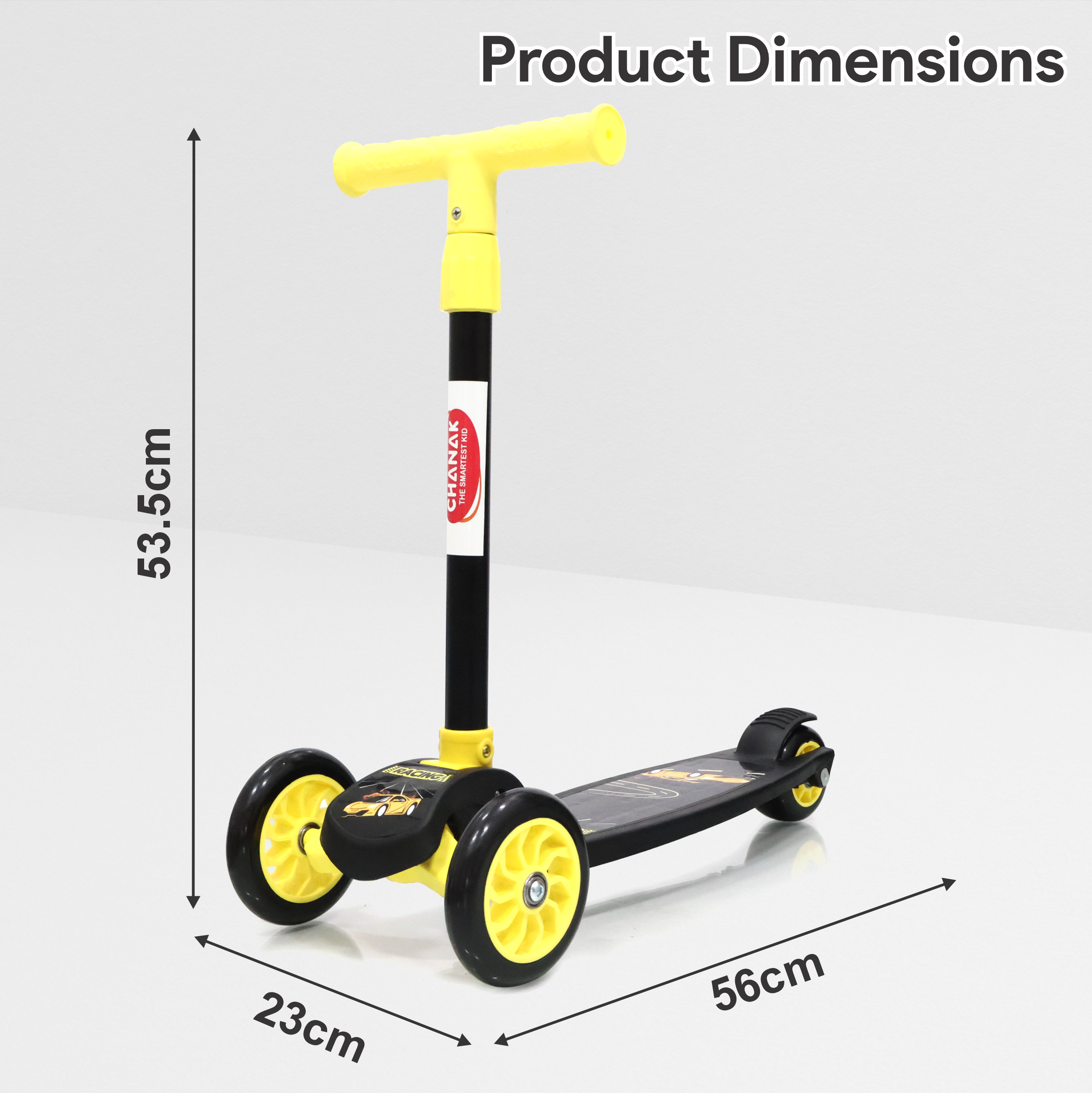 Chanak Go Thunder Kick Scooter for kids 3 Wheel Foldable Scooter With Rear Break 4 Height Adjustable With Lock for Boy & Girl 5+ Age Kids Scooter (Black)