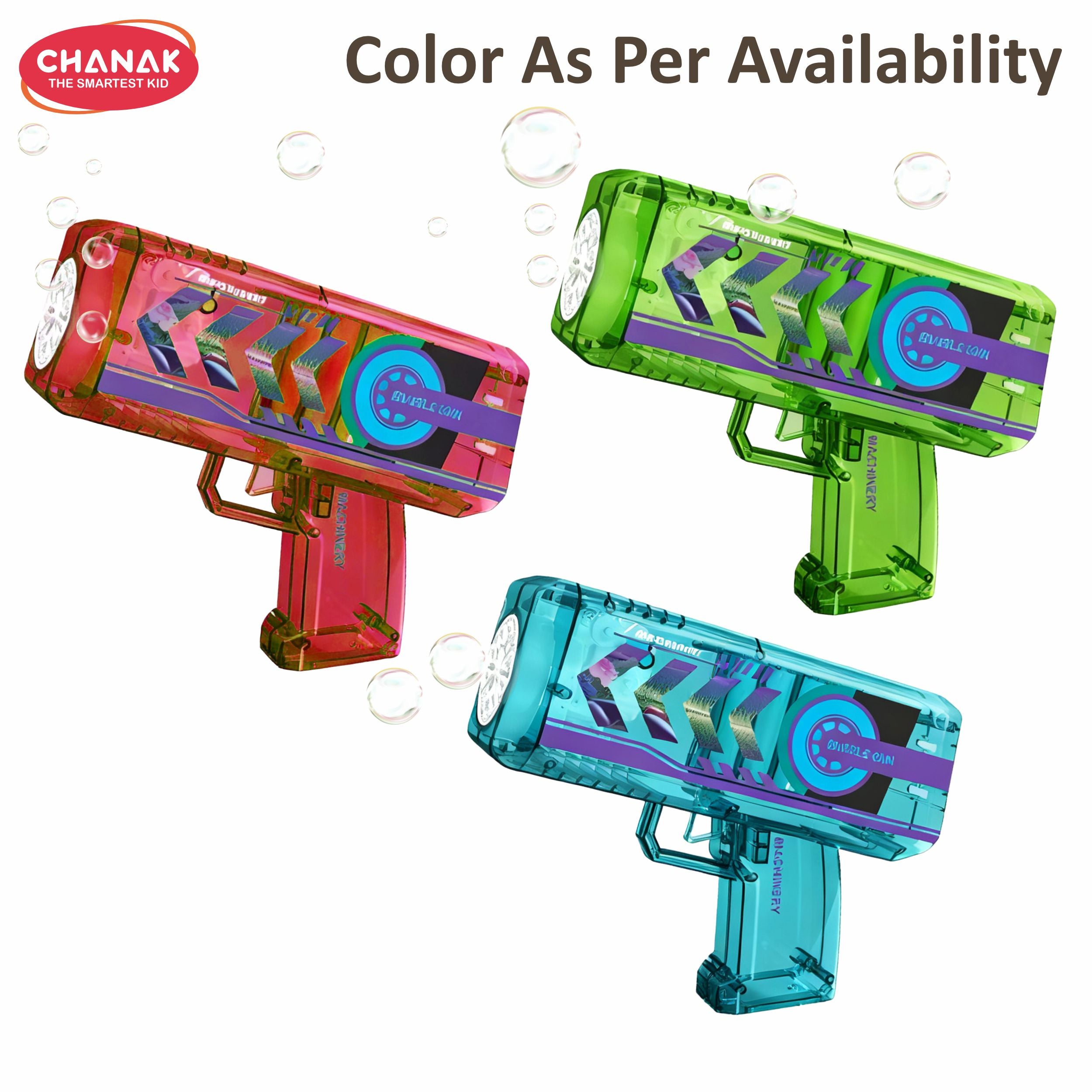 Chanak Electric Bubble Gun For Kids – Automatic Bubble Maker Machine With 70 Ml Tank, Blue Bubble Shooter Toy For Outdoor/Indoor Play, Fun Bubble Blower For Children