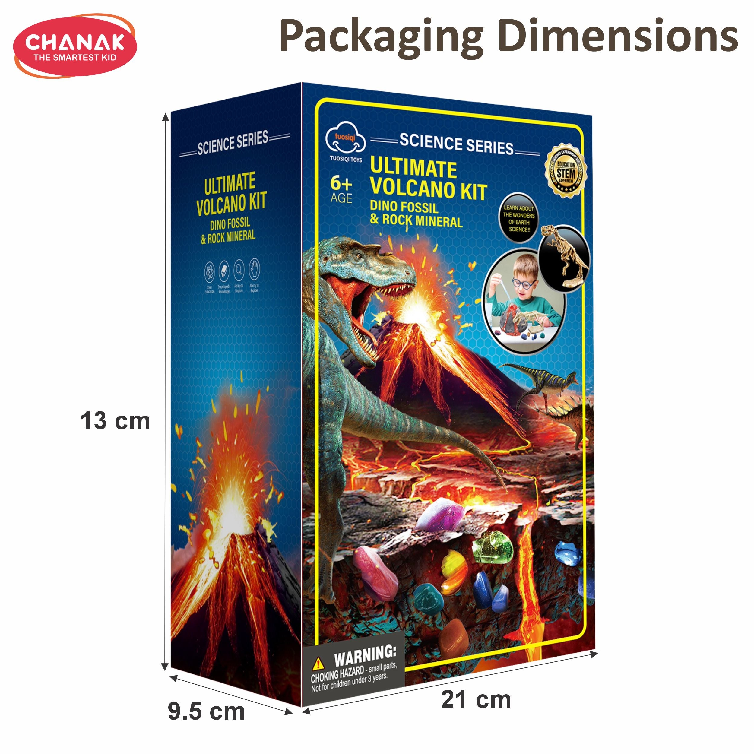 Chanak Ultimate Volcano Science Kit For Kids | Diy Erupting Volcano With Dino Fossil & Rock Mineral Dig Kit | Educational Stem Toy For Boys & Girls | Learn Geology, Chemistry & Paleontology