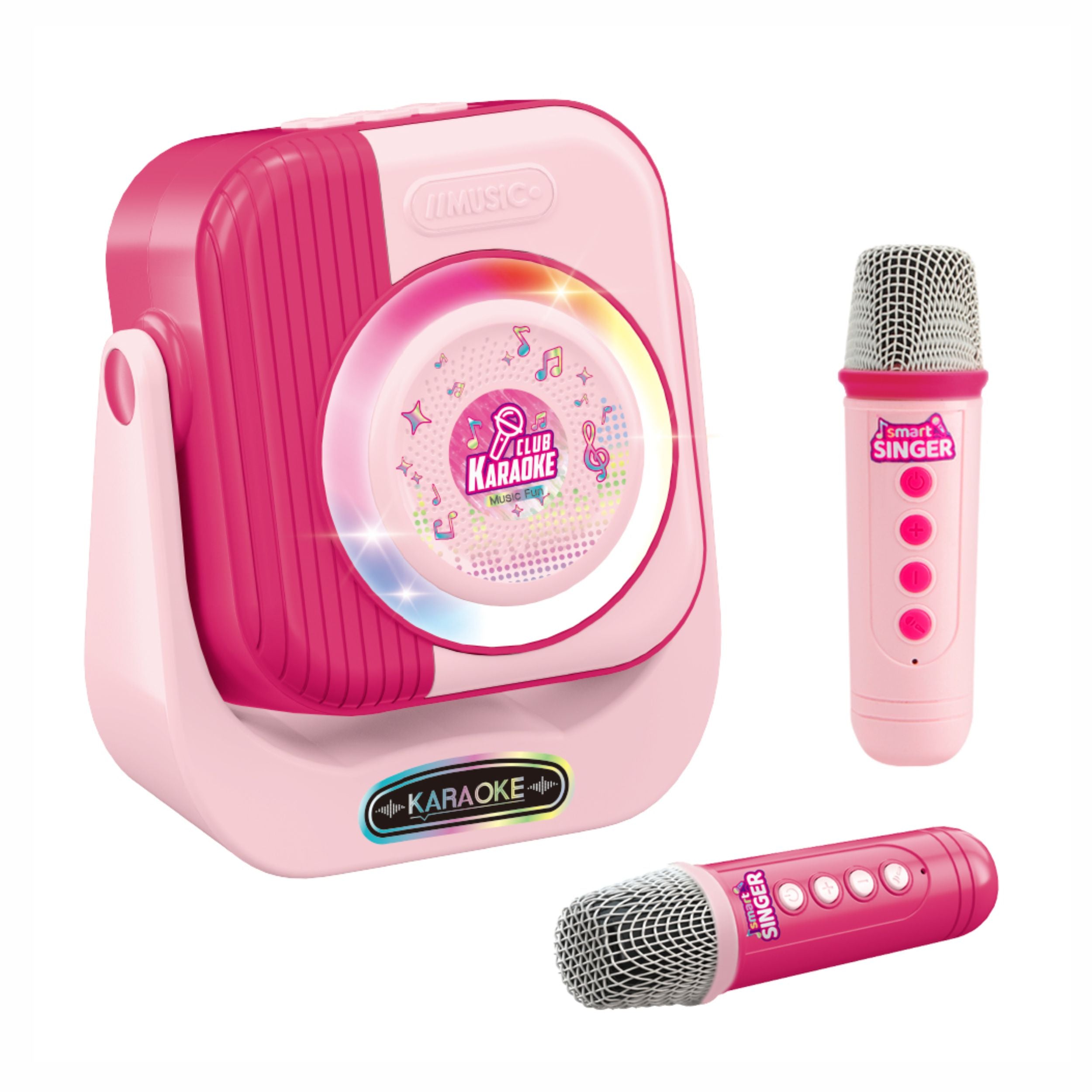 Chanak smart singer bluetooth wireless karaoke microphone with 2 mics & built-in mini speaker, usb type-c fast charging cable, premium plastic body, fun musical toy for kids age 3 years and above
