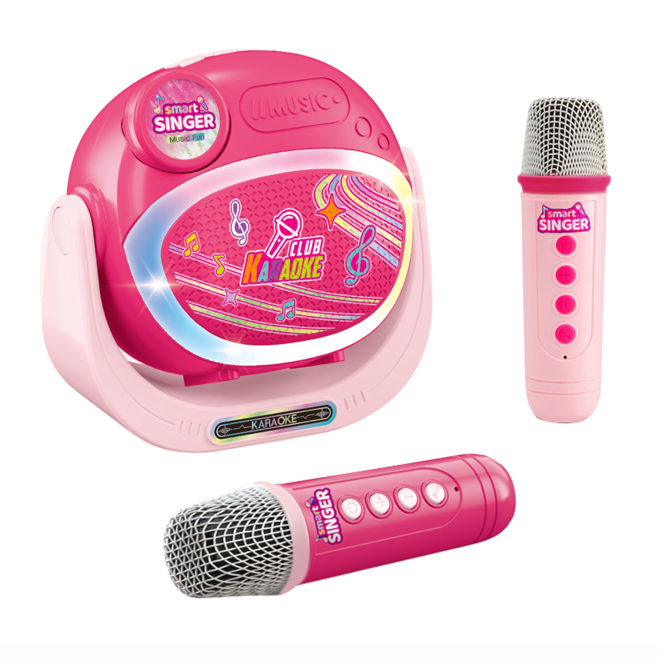 Chanak smart singer karaoke machine with 2 wireless microphones, bluetooth kids karaoke speaker, rechargeable music player with led lights & clear sound, gift toy for kids