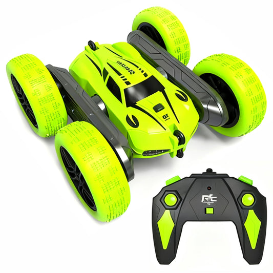 Chanak 360° rotating rc stunt car 4wd double-sided remote car with 2 motors, led lights, 2.4Ghz control & rechargeable battery. High-speed durable toy for kids age 6+ (color as per availability)