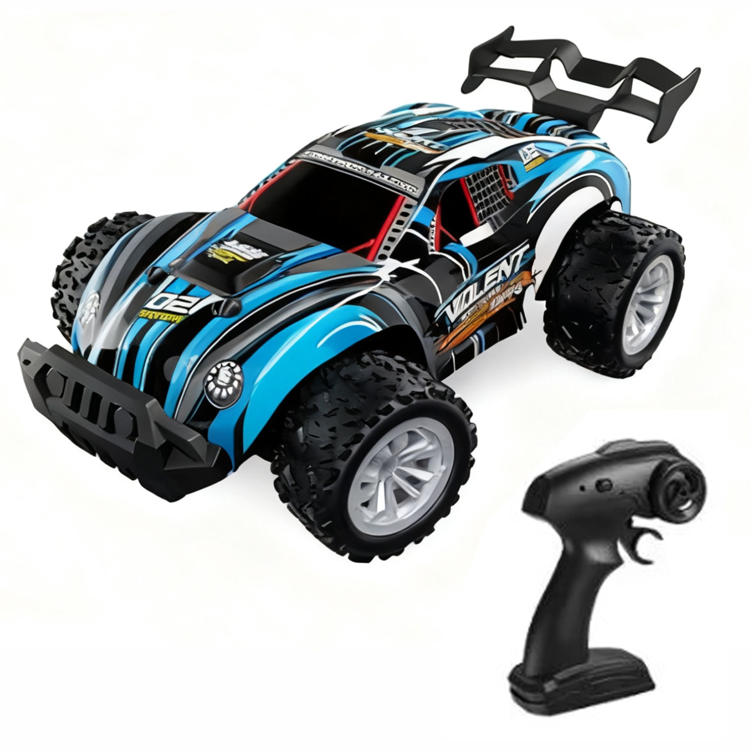 Chanak High-Speed 2.4Ghz Rc Off-Road Racing Car | 2Wd Remote Control Car With Led Lights, Rechargeable Battery & Dual Speed Modes | Shock Absorber & Rubber Tires | Kids Toy For Boys & Girls