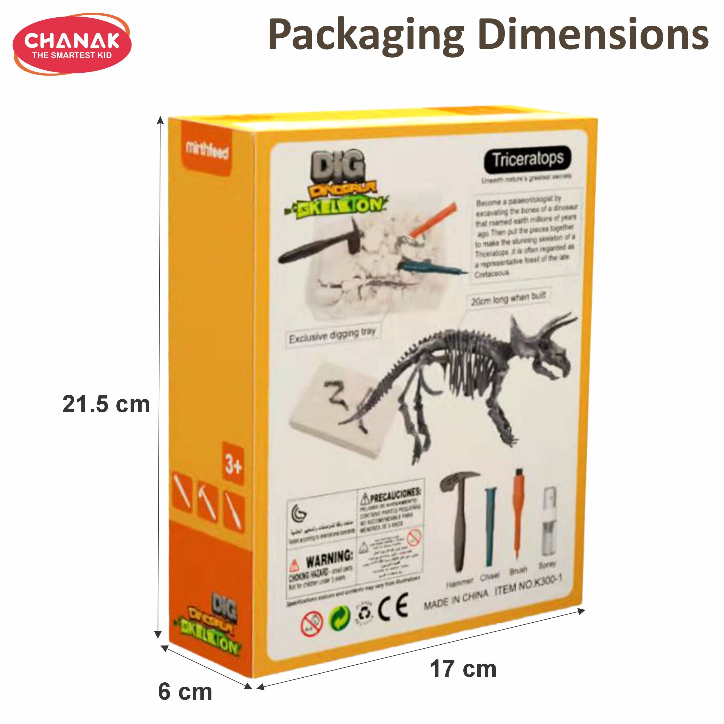 Chanak Dinosaur Skeleton Dig Kit Excavation & Discovery Toy For Kids Age 3+ Fun Steam Learning Fossil Digging Set Educational Archaeology Science Toy