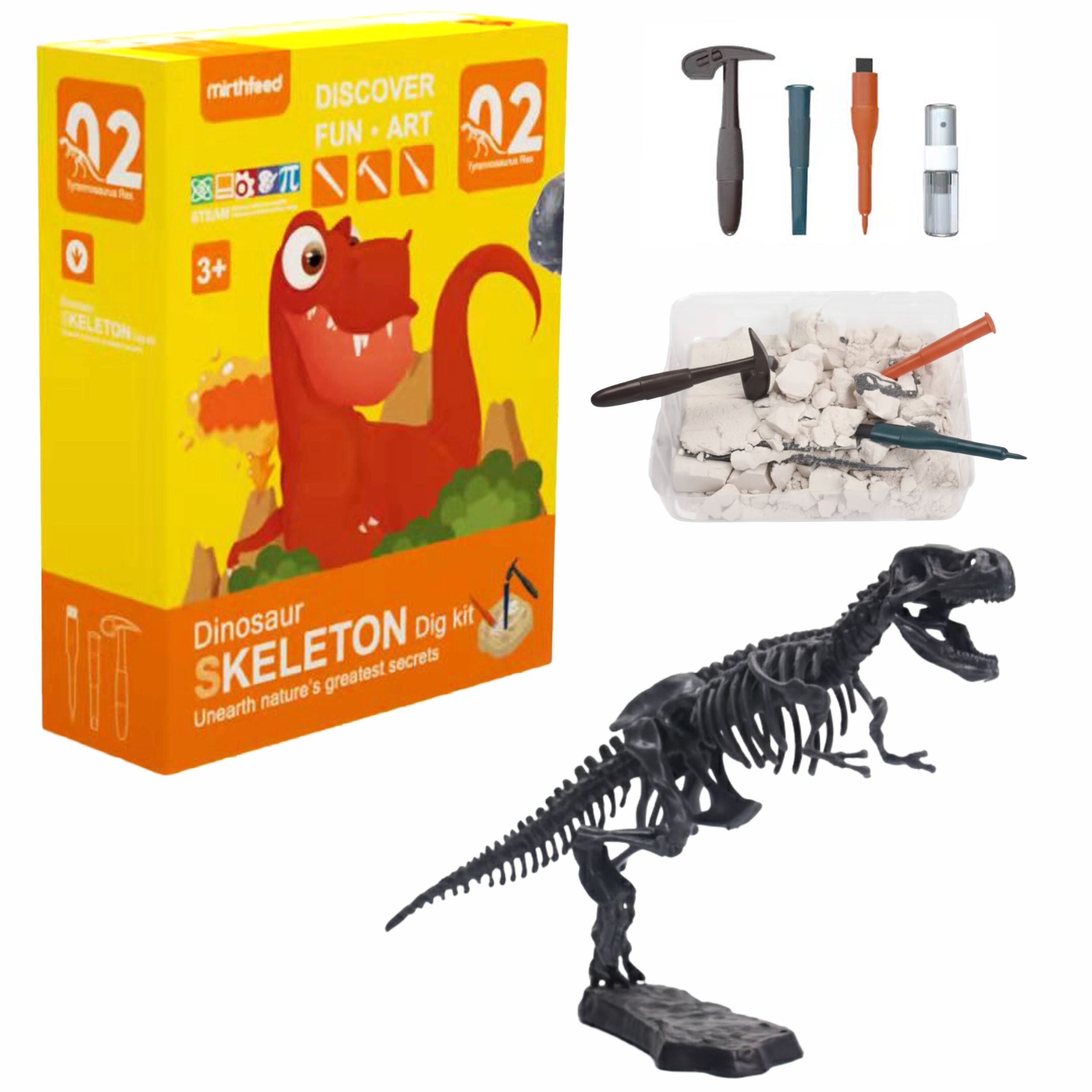 Chanak Dinosaur Skeleton Dig Kit T Rex Edition Excavation Fossil Discovery Toy For Kids Age 3+ Steam Educational Archaeology Kit Fun Learning Science Activity