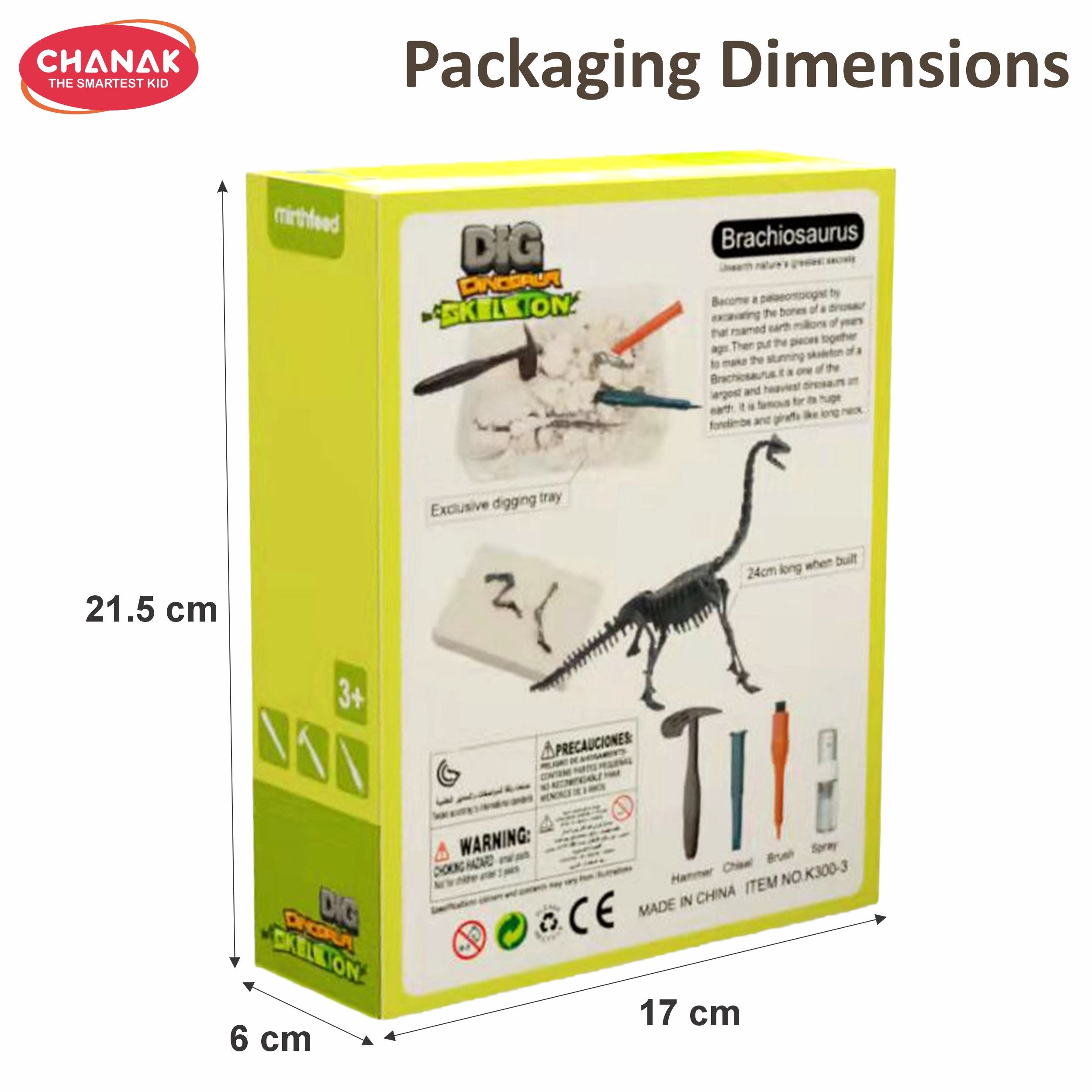 Chanak Dinosaur Skeleton Dig Kit Brachiosaurus Edition Excavation Fossil Discovery Toy For Kids Age 3+ Steam Educational Archaeology Kit Fun Science Activity For Kids