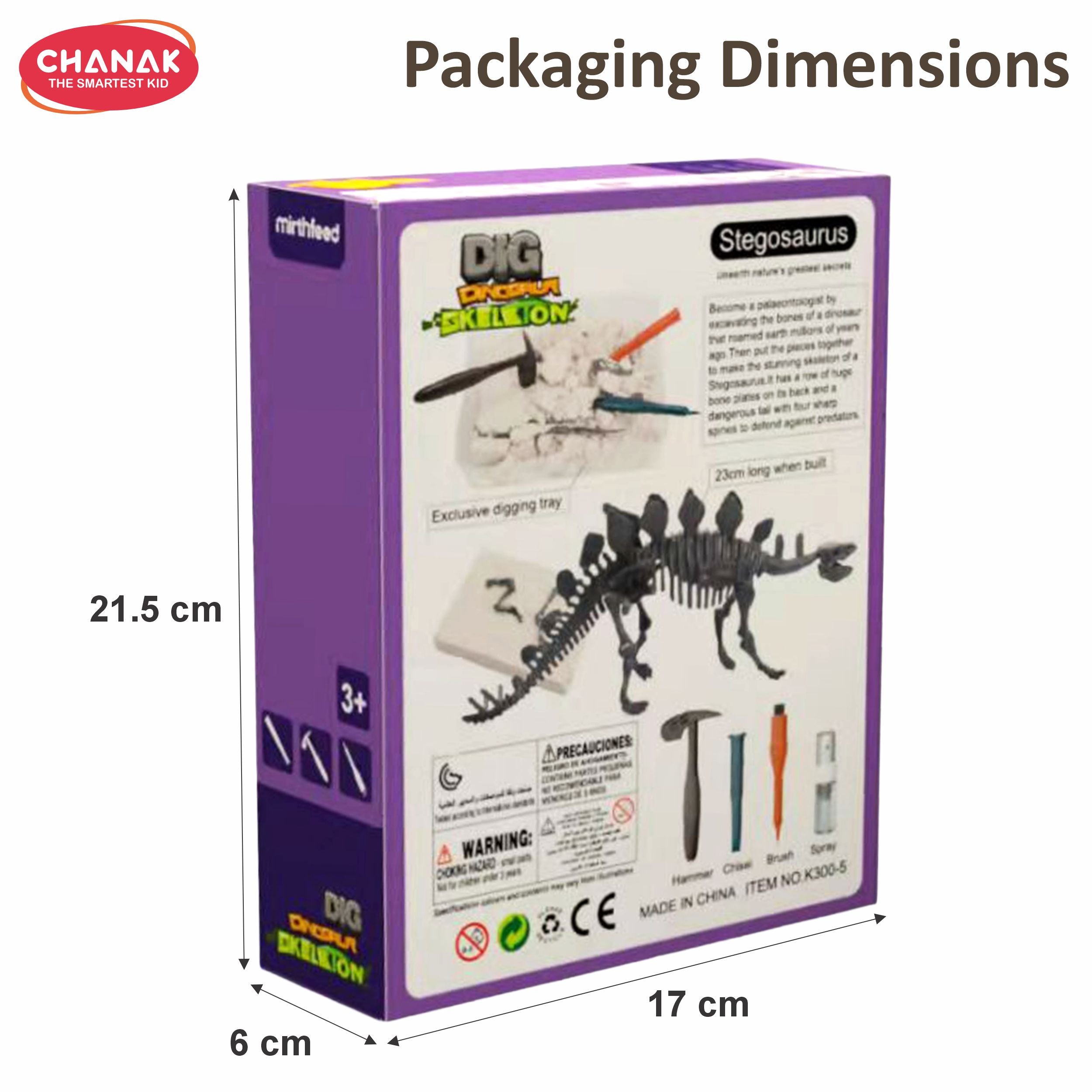 Chanak Dinosaur Skeleton Dig Kit Stegosaurus Edition Excavation Fossil Discovery Toy For Kids Age 3+ Steam Educational Archaeology Kit Fun Science Learning Activity