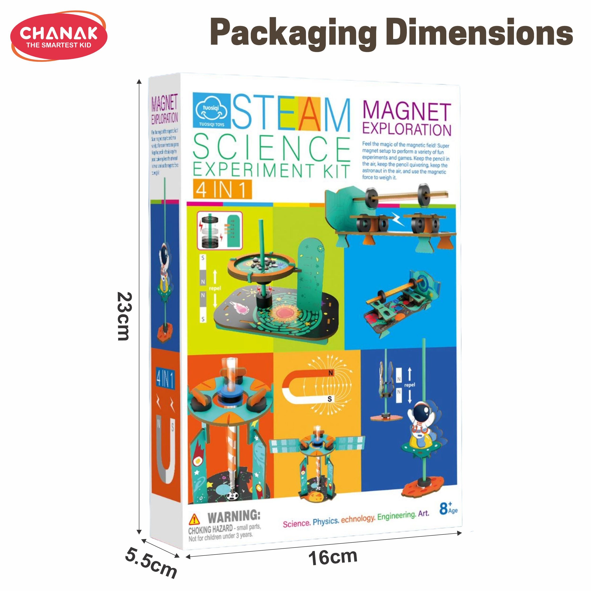 Chanak 4-In-1 Steam Magnet Exploration Kit – Diy Science Toy Teaching Kids Magnetic Force, Energy & Motion Through Fun Experiments. Perfect Stem Learning Kit For Boys & Girls.