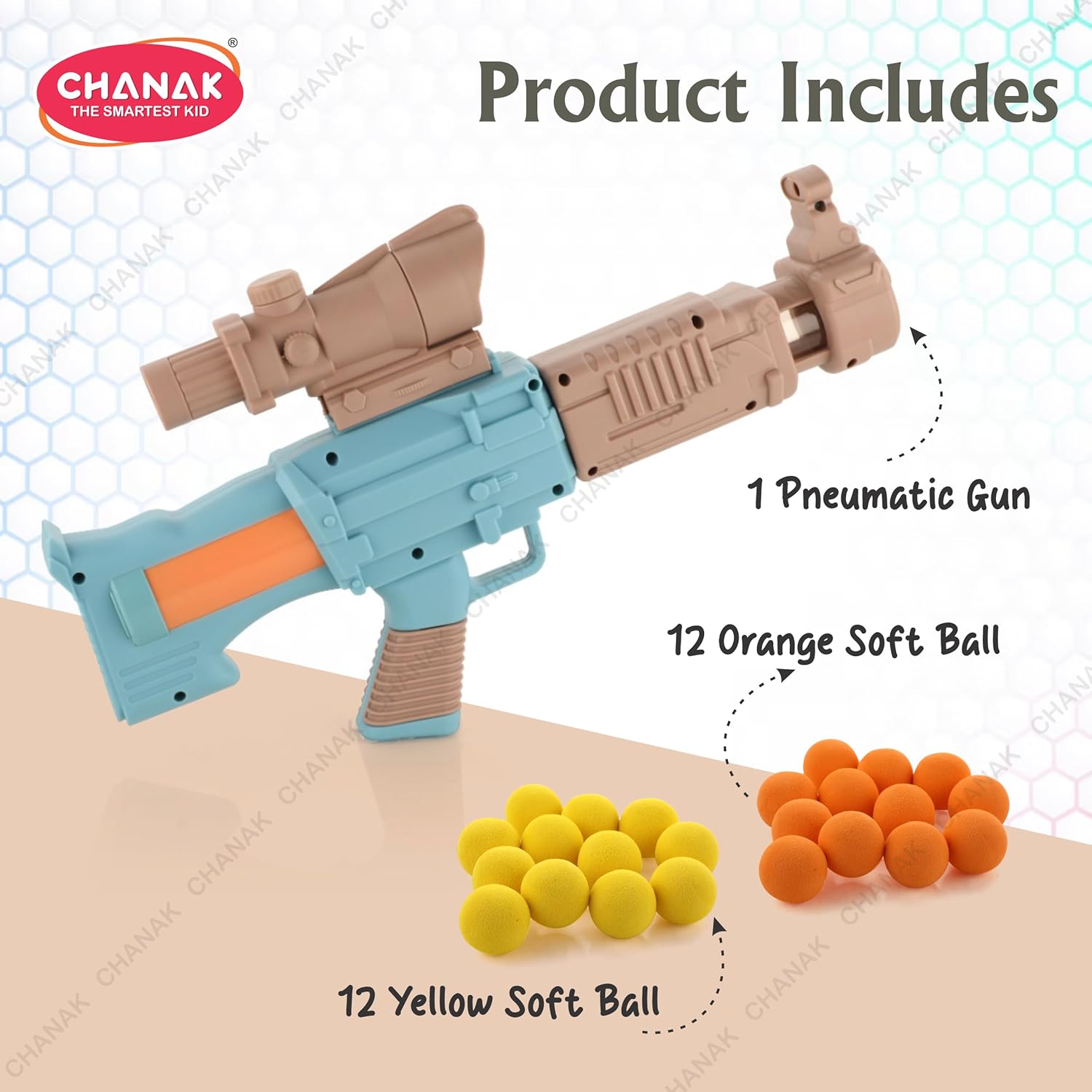 Chanak Space Explorer 2-Pack Pneumatic Gun Toy Set with 48 Foam Balls & Scoring Net – Safe Indoor/Outdoor Play for Kids 5+, BIS Approved chanak