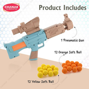 Chanak Space Explorer 2-Pack Pneumatic Gun Toy Set with 48 Foam Balls & Scoring Net – Safe Indoor/Outdoor Play for Kids 5+, BIS Approved chanak