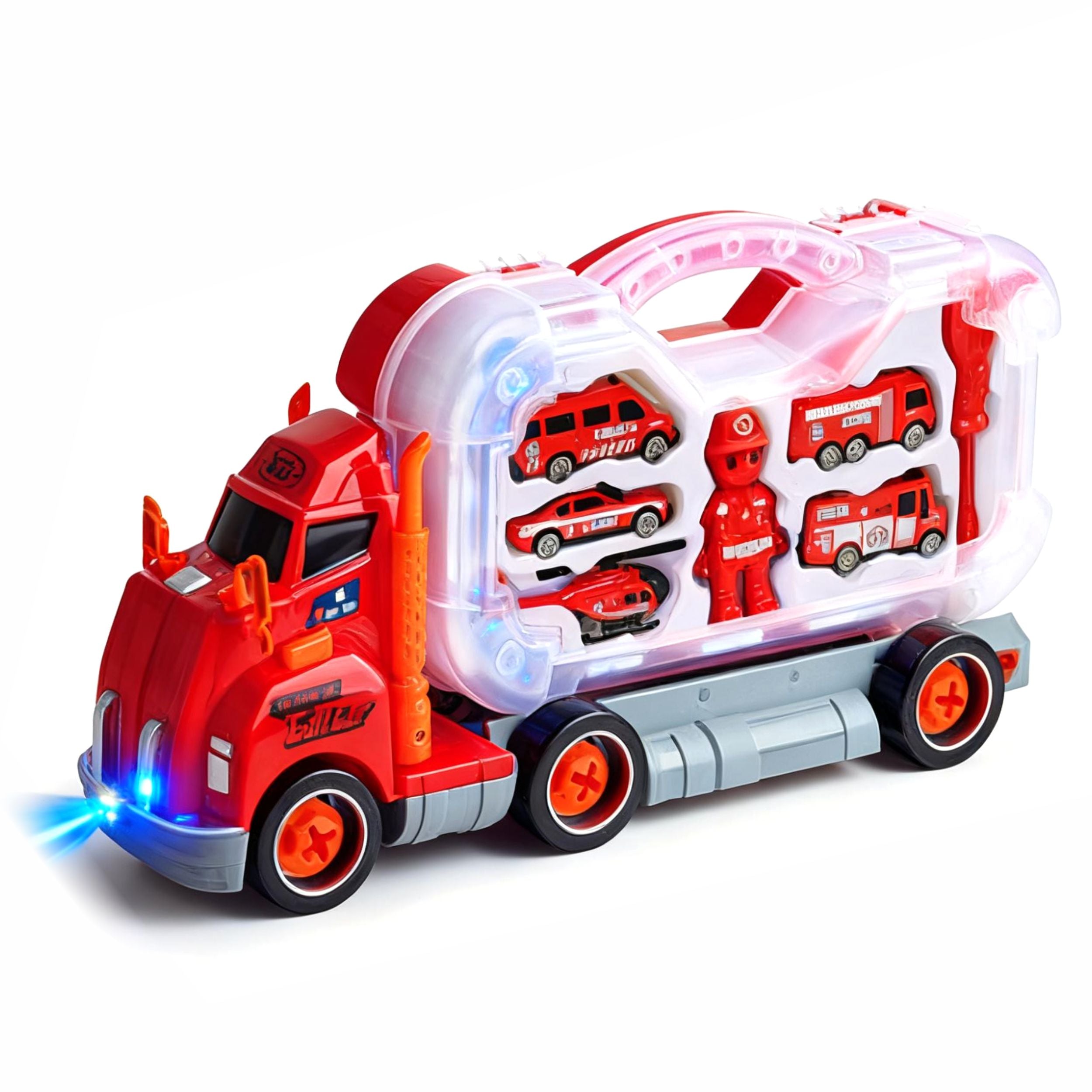 Chanak Tool Truck Fire Rescue Diy Tool Truck Play Set With Light & Projection Effects Build It Yourself Firefighter Vehicle Kit With Helicopter, Ambulance, Fire Truck, And Accessories For Kids Age 3Yr+
