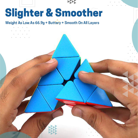 Chanak Speed pyramid cube, stickerless pyramid cube, triangle pyraminx cube for kids above 8 years