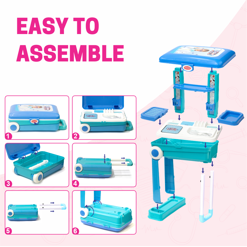 Premium Doctor Set Trolley for Kids with LED Light Instruments (Blue) Aditi Toys Pvt. Ltd.