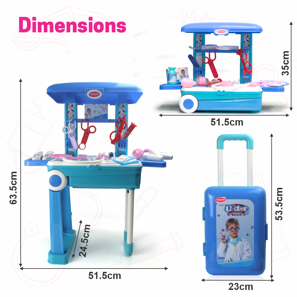 Premium Doctor Set Trolley for Kids with LED Light Instruments (Blue) Aditi Toys Pvt. Ltd.