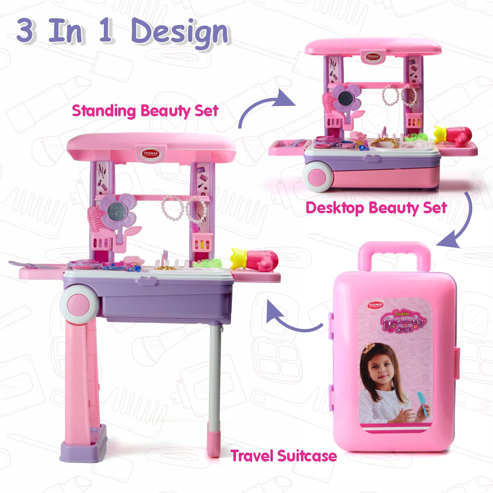 Chanak Kids Beauty Set Trolley | 3-in-1 Makeup Play Set for Girls