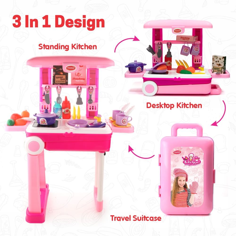 Chanak Kitchen Set Trolley -Kitchen Suitcase Set On Wheels Aditi Toys Pvt. Ltd.