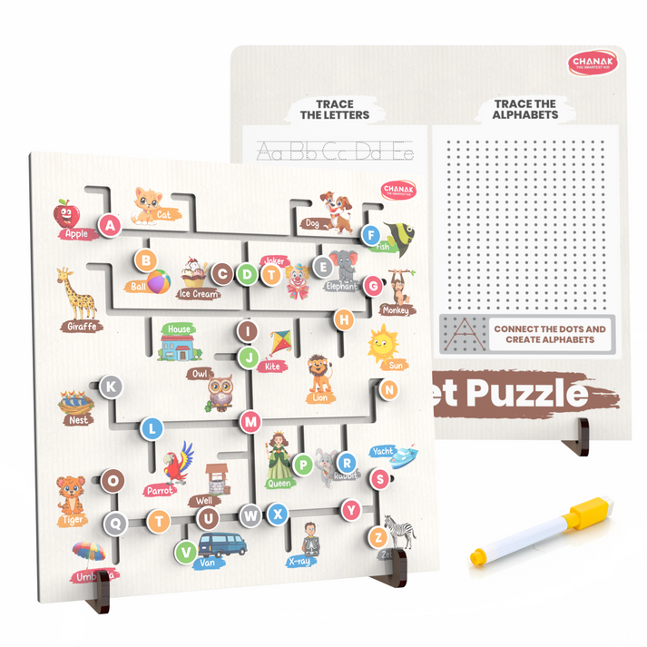 Chanak 3-in-1 Wooden Toys Alphabet Board – Magical ABC Fun – chanakuae