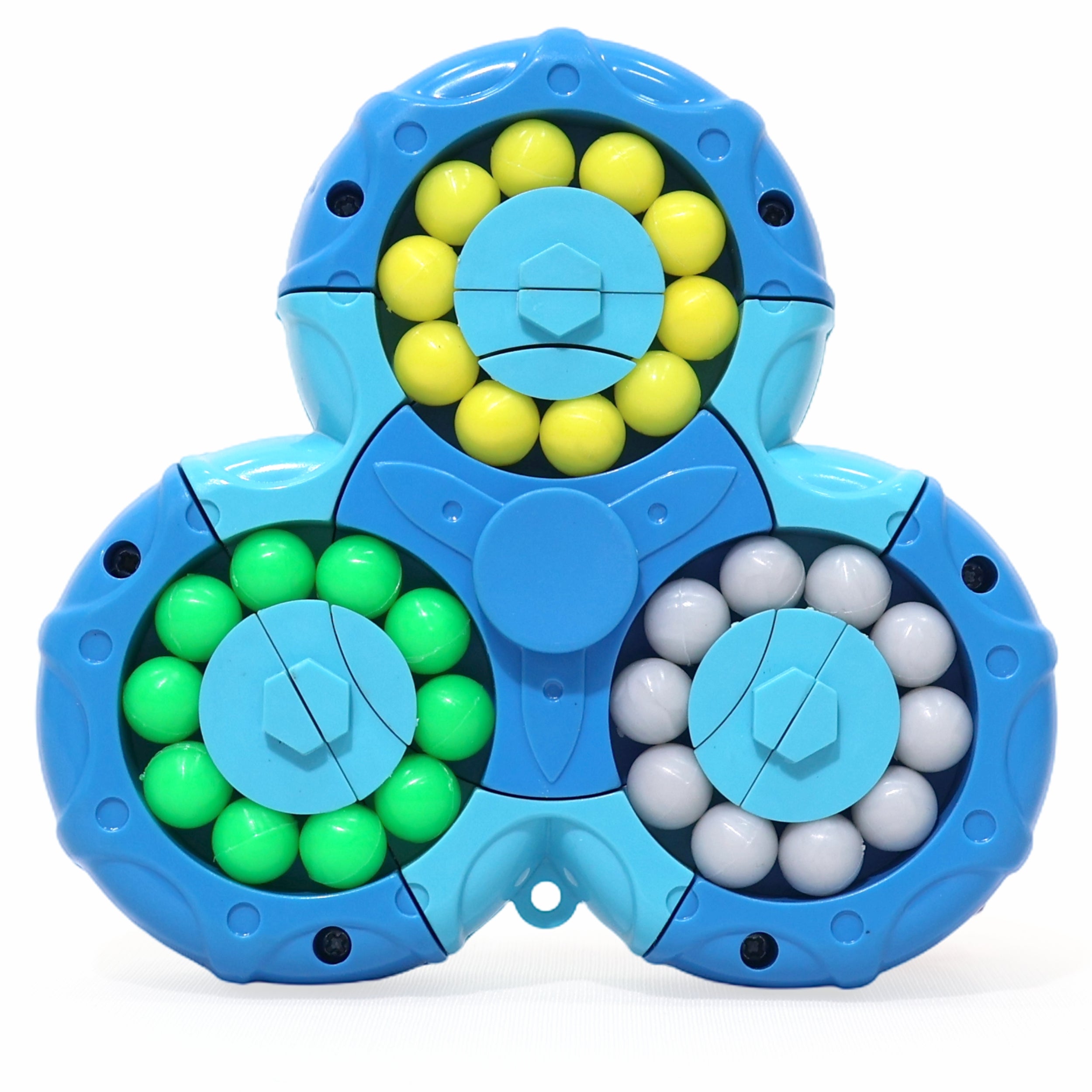 Chanak Spinny Twist Magic Bean Cube Fidget Spinner Puzzle Toy, 2-in-1 Sensory Toy for Kids & Adults, Rotating Double-Sided Color Beads Cube, Stress Relief, ADHD, Anxiety, Focus & Brain Teaser Gift, Above 3+ Age