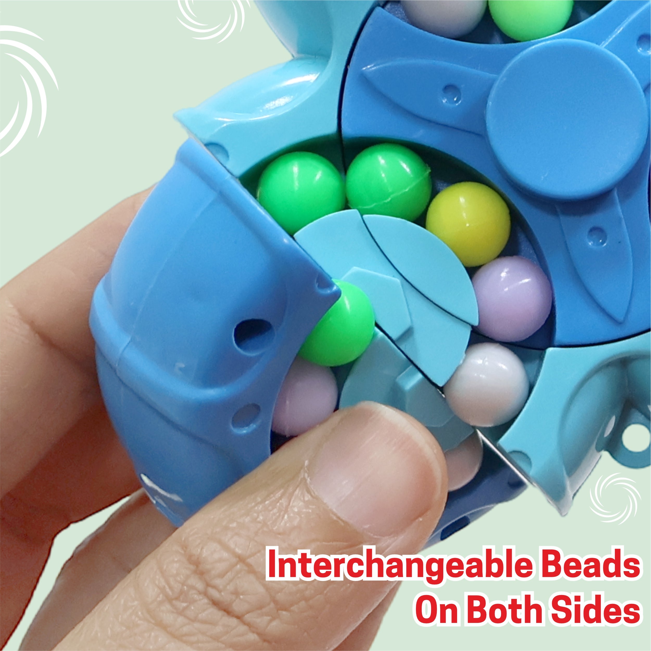 Chanak Spinny Twist Magic Bean Cube Fidget Spinner Puzzle Toy, 2-in-1 Sensory Toy for Kids & Adults, Rotating Double-Sided Color Beads Cube, Stress Relief, ADHD, Anxiety, Focus & Brain Teaser Gift, Above 3+ Age