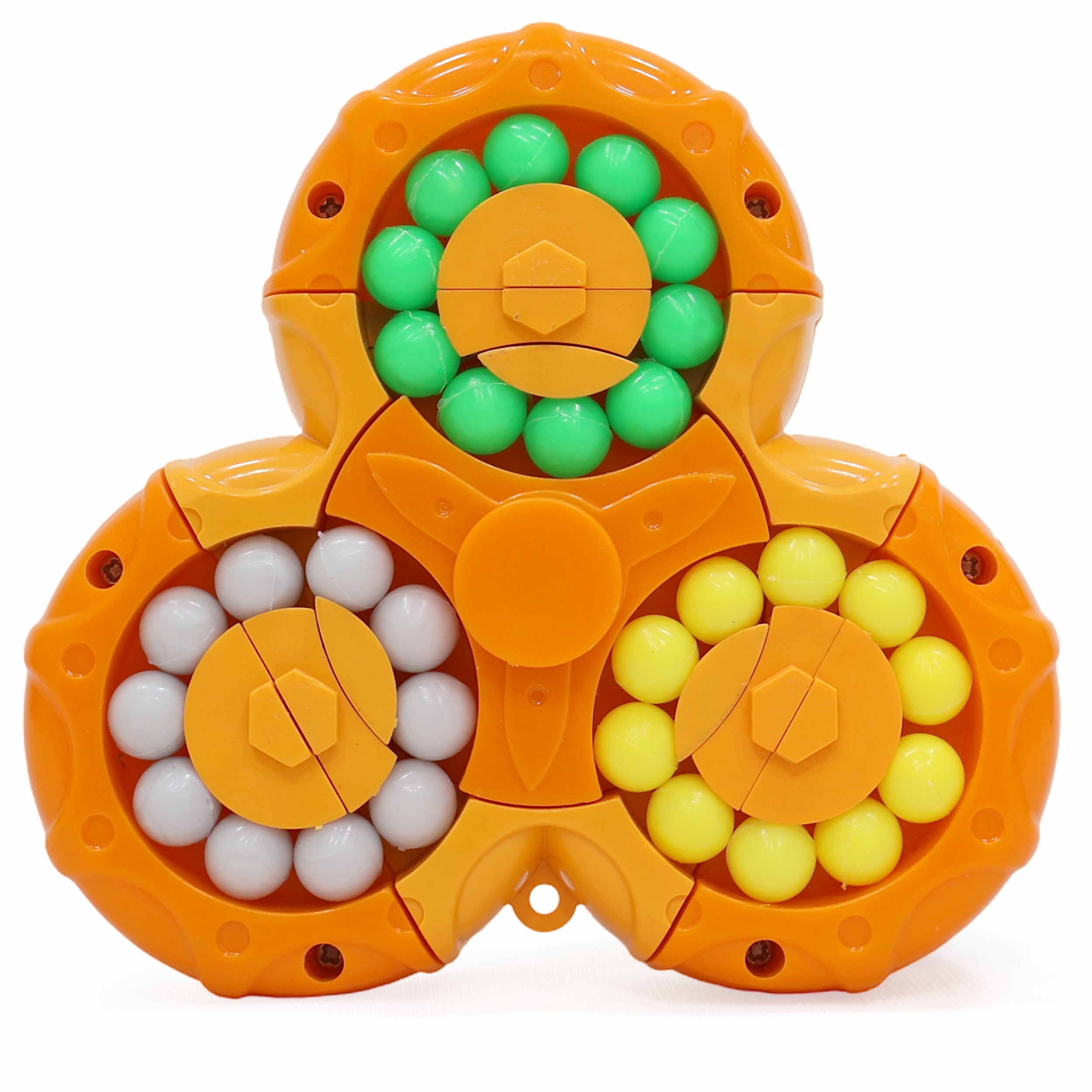 Chanak Spinny Twist Magic Bean Cube Fidget Spinner Puzzle Toy, 2-in-1 Sensory Toy for Kids & Adults, Rotating Double-Sided Color Beads Cube, Stress Relief, ADHD, Anxiety, Focus & Brain Teaser Gift, Above 3+ Age