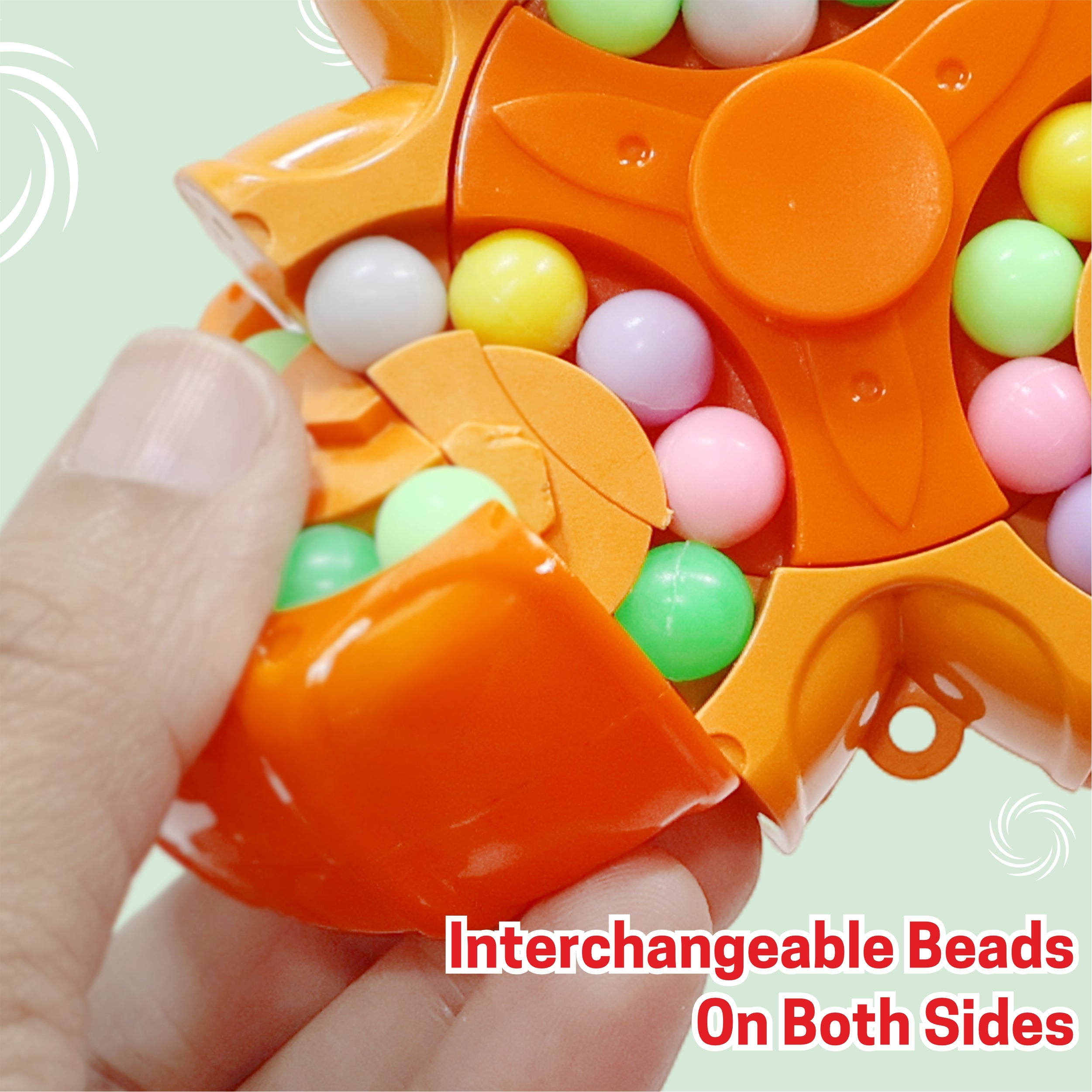 Chanak Spinny Twist Magic Bean Cube Fidget Spinner Puzzle Toy, 2-in-1 Sensory Toy for Kids & Adults, Rotating Double-Sided Color Beads Cube, Stress Relief, ADHD, Anxiety, Focus & Brain Teaser Gift, Above 3+ Age