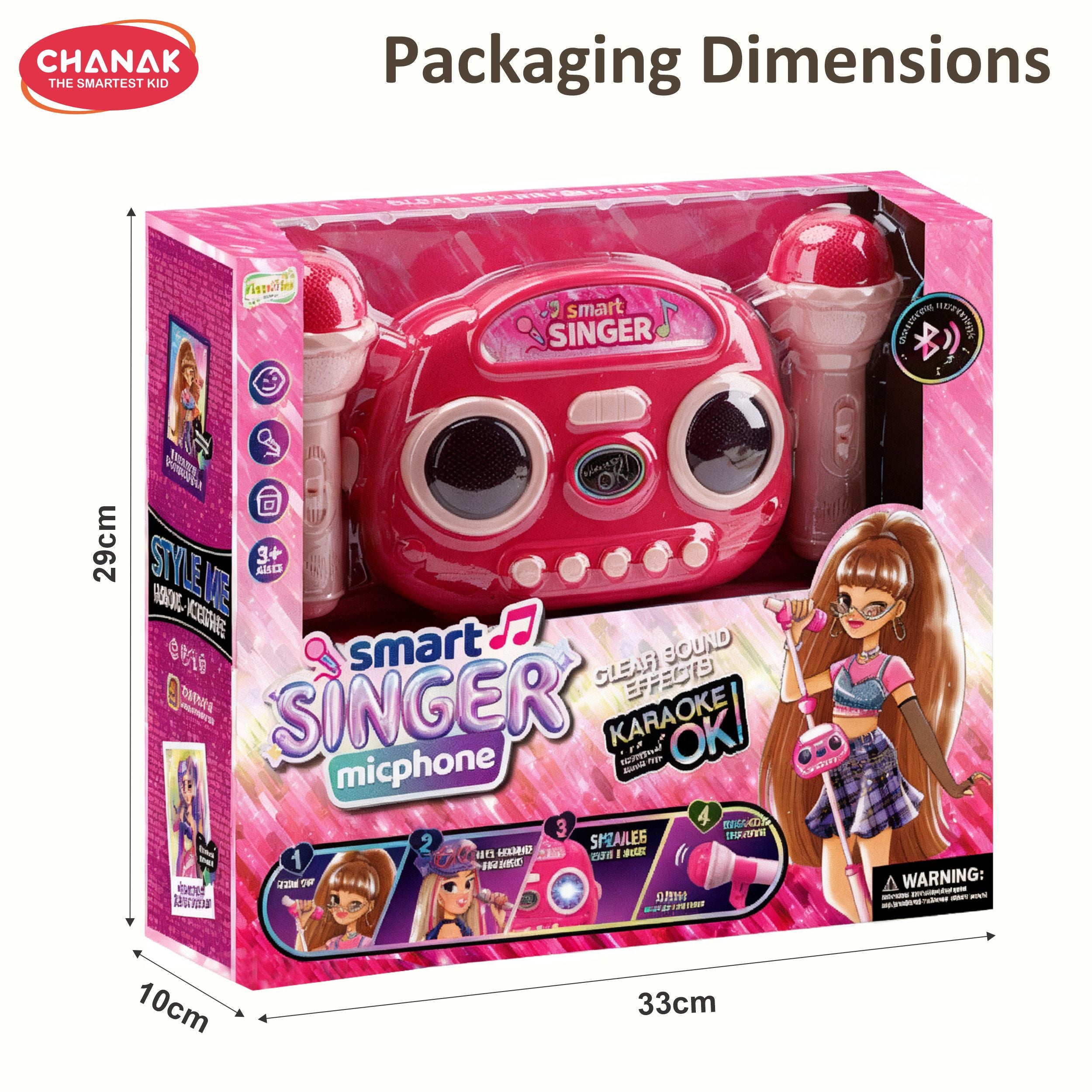 Chanak Smart Singer Karaoke Microphone Set With Dual Mics & Adjustable Stand | Bluetooth Music Speaker With Lights | Rechargeable Singing Toy For Kids