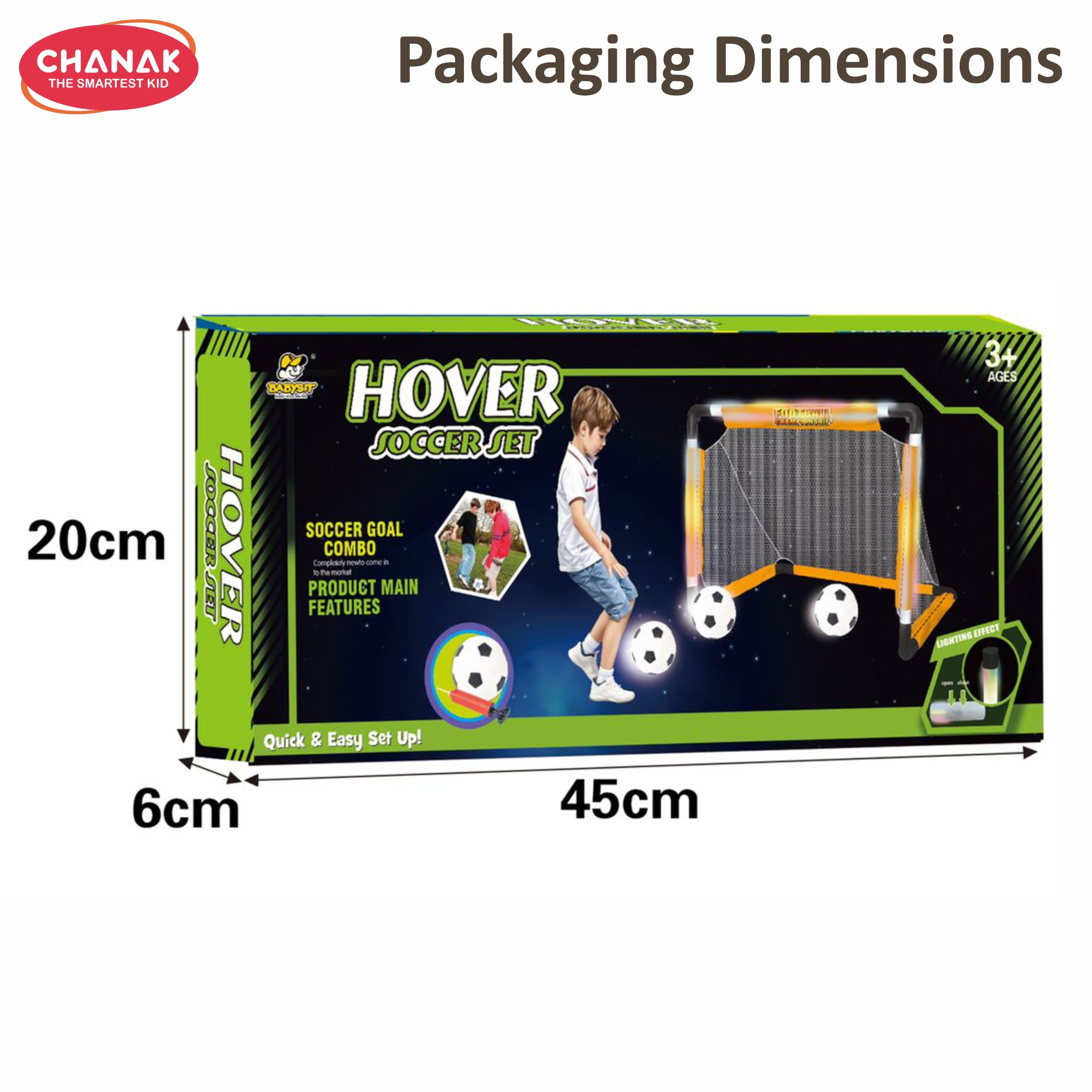 Chanak Hover Soccer Jet Football Goal Set For Kids | Indoor & Outdoor Sports Game With 2 Hover Balls, Air Power Soccer, And Goal Net | Fun Physical Activity Toy For Boys & Girls