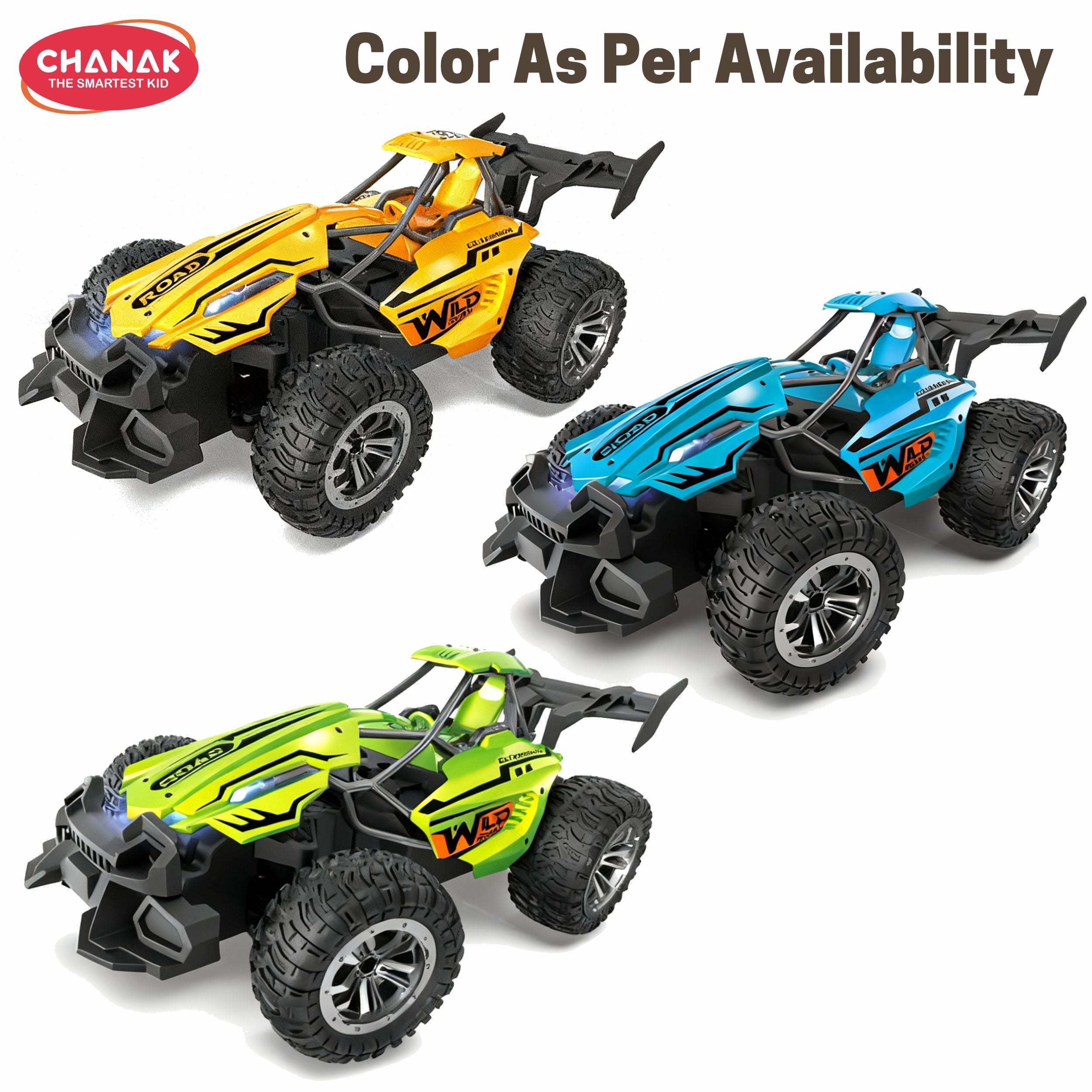 Chanak Wild Road 2.4Ghz High-Speed Off-Road Rc Car, 1:20 Scale Remote Control Vehicle With Led Lights, Dual Speed Gears, Shock Absorbing Suspension, And Usb Rechargeable Battery