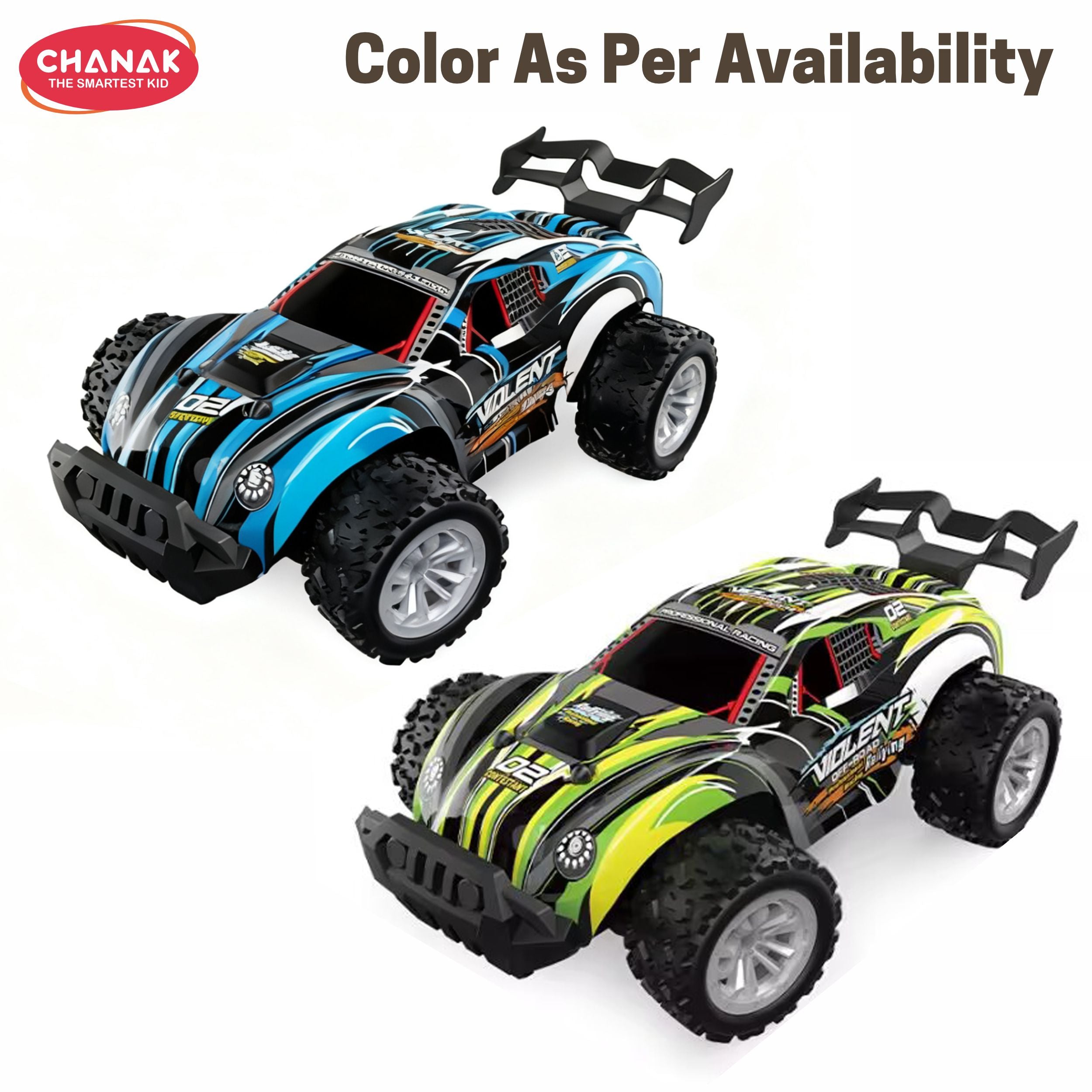 Chanak High-Speed 2.4Ghz Rc Off-Road Racing Car | 2Wd Remote Control Car With Led Lights, Rechargeable Battery & Dual Speed Modes | Shock Absorber & Rubber Tires | Kids Toy For Boys & Girls
