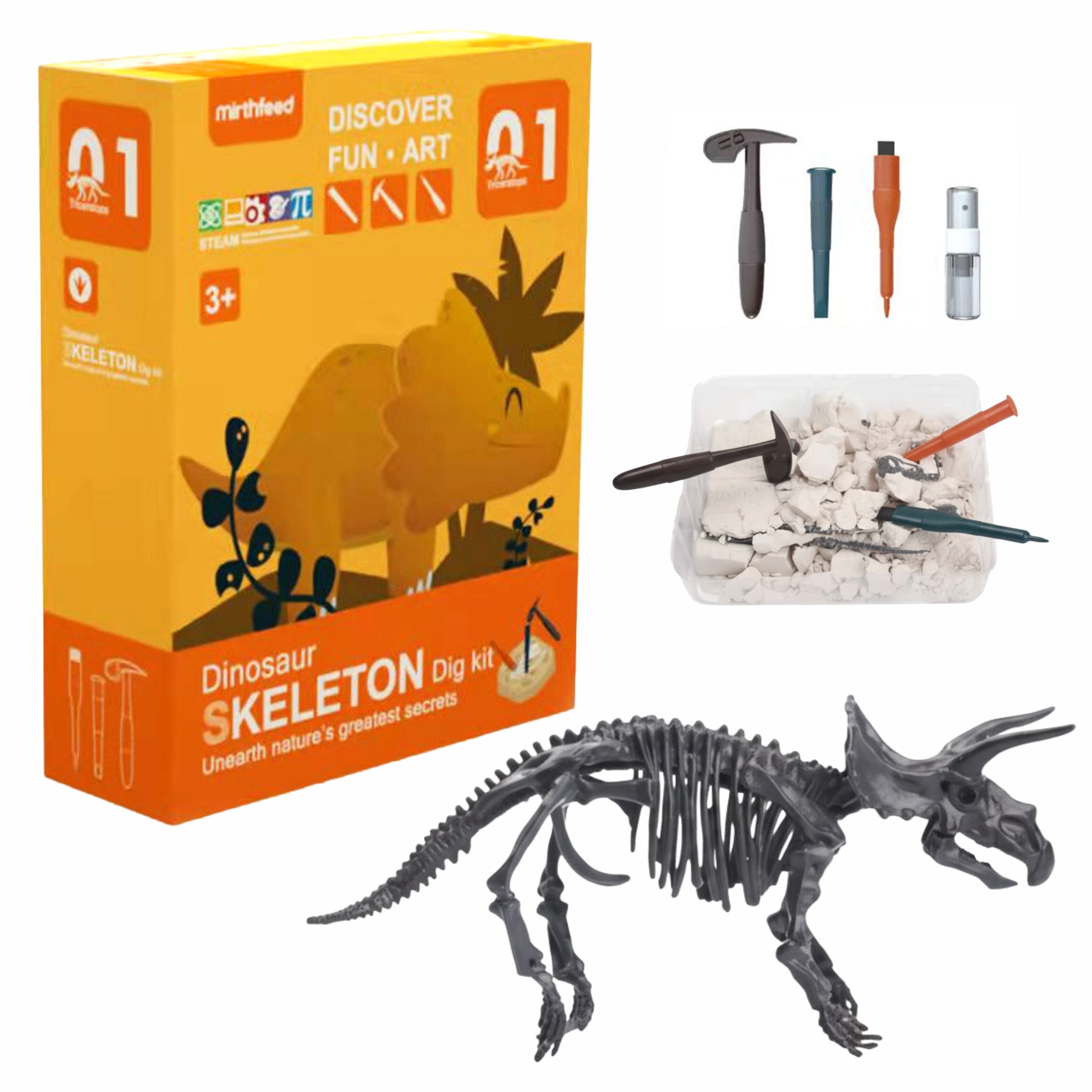 Chanak Dinosaur Skeleton Dig Kit Excavation & Discovery Toy For Kids Age 3+ Fun Steam Learning Fossil Digging Set Educational Archaeology Science Toy