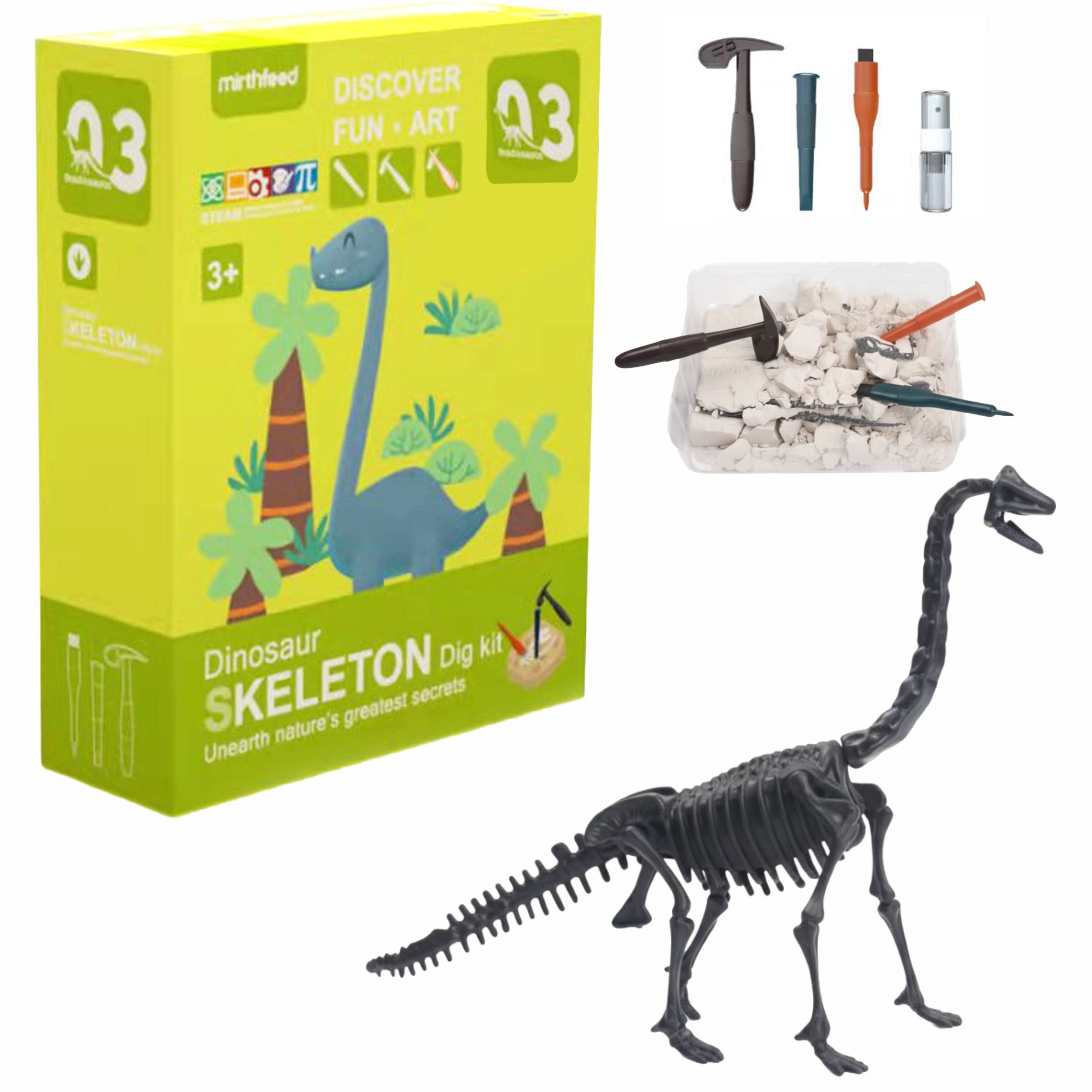 Chanak Dinosaur Skeleton Dig Kit Brachiosaurus Edition Excavation Fossil Discovery Toy For Kids Age 3+ Steam Educational Archaeology Kit Fun Science Activity For Kids
