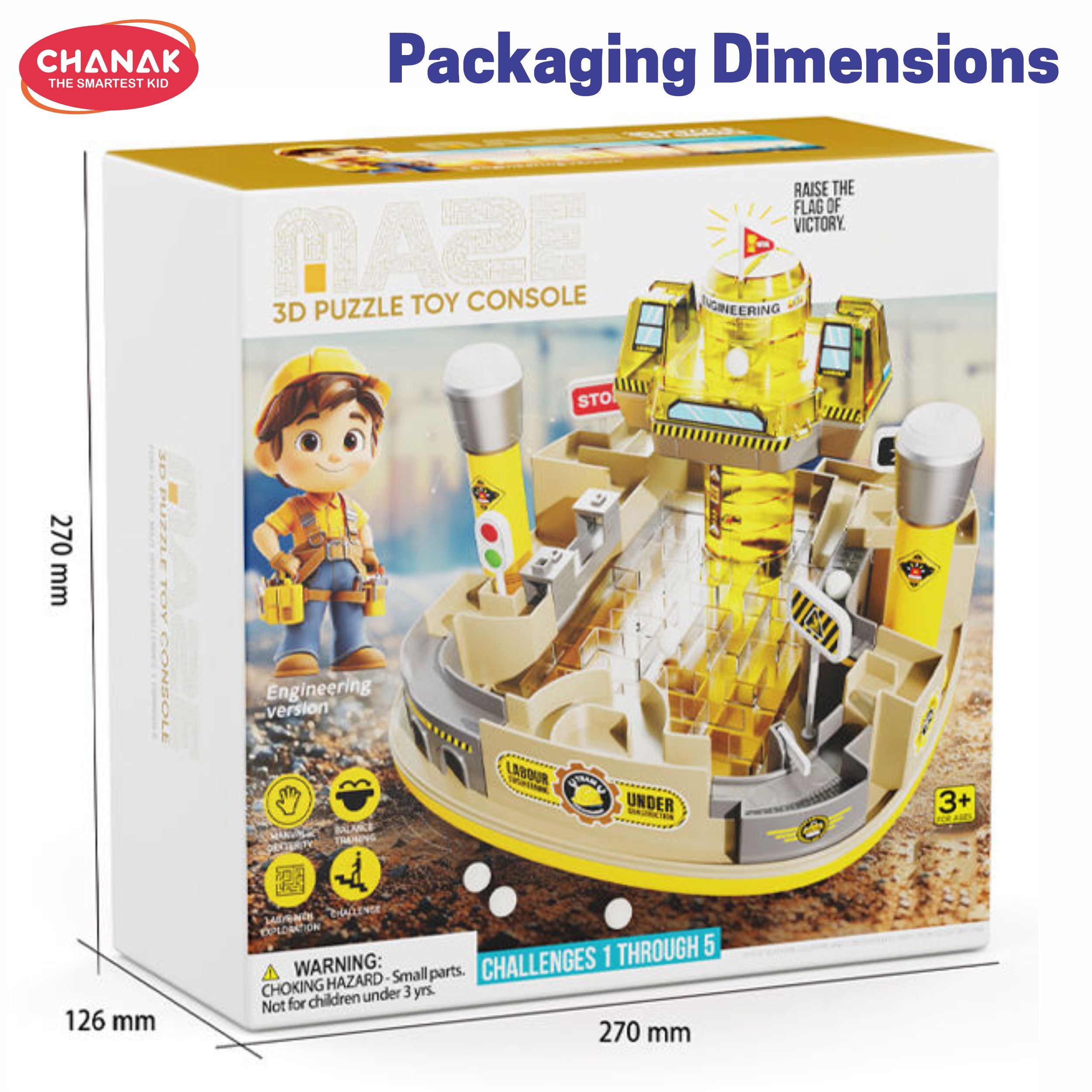 Chanak Engineering Maze Tower Game For Kids Construction Theme Puzzle Toy With Moving Balls, Levers & Interactive Tracks Fun Stem Learning Toy For Boys & Girls