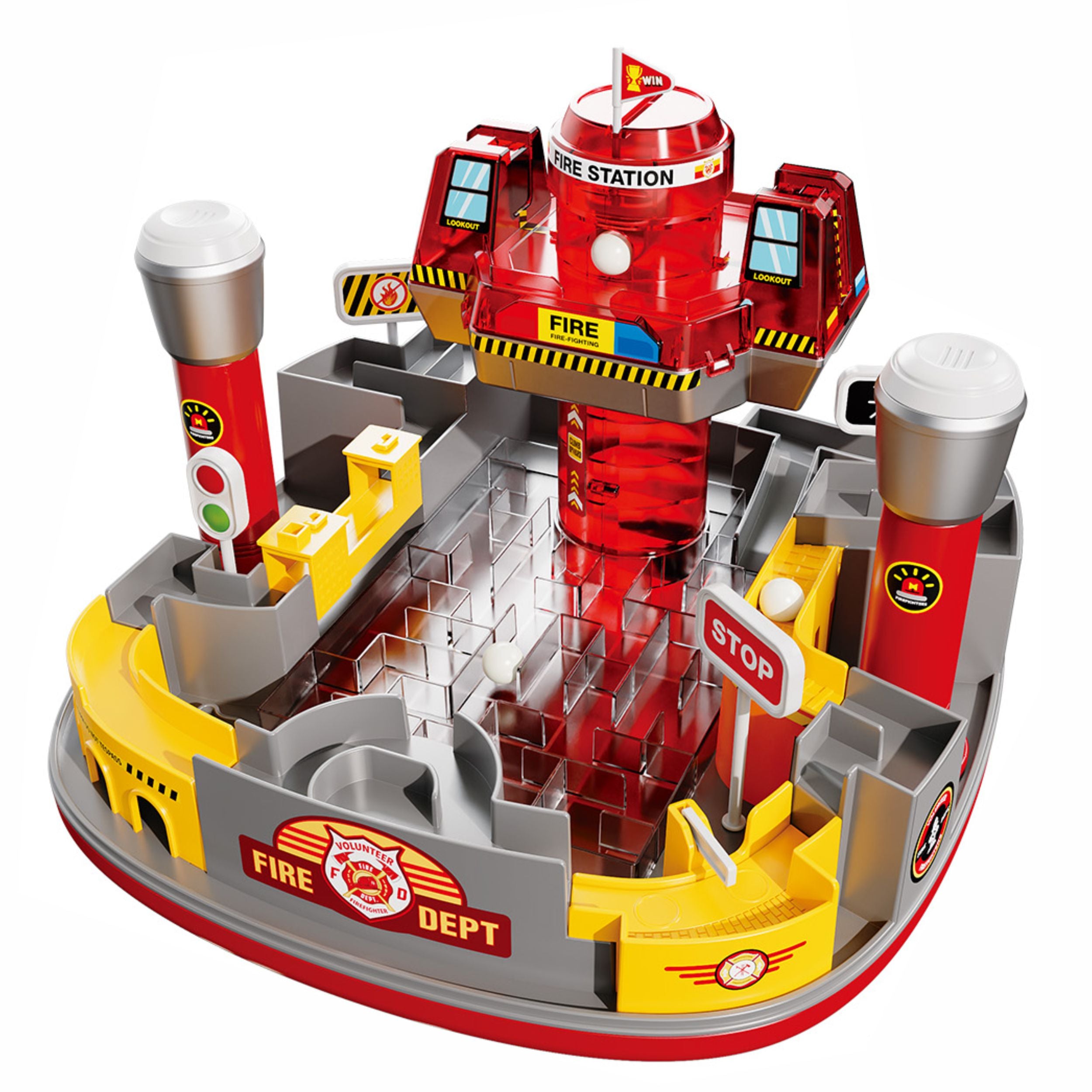 Chanak Firefighting Maze Tower Game For Kids Fire Station Theme Puzzle Toy With Moving Balls, Levers & Tracks Stem Educational Toy For Boys & Girls