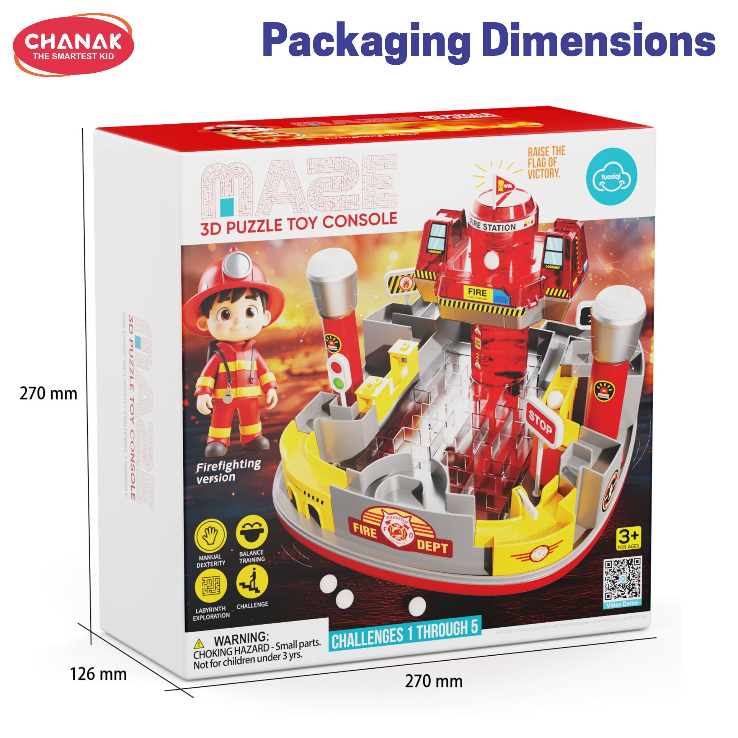 Chanak Firefighting Maze Tower Game For Kids Fire Station Theme Puzzle Toy With Moving Balls, Levers & Tracks Stem Educational Toy For Boys & Girls