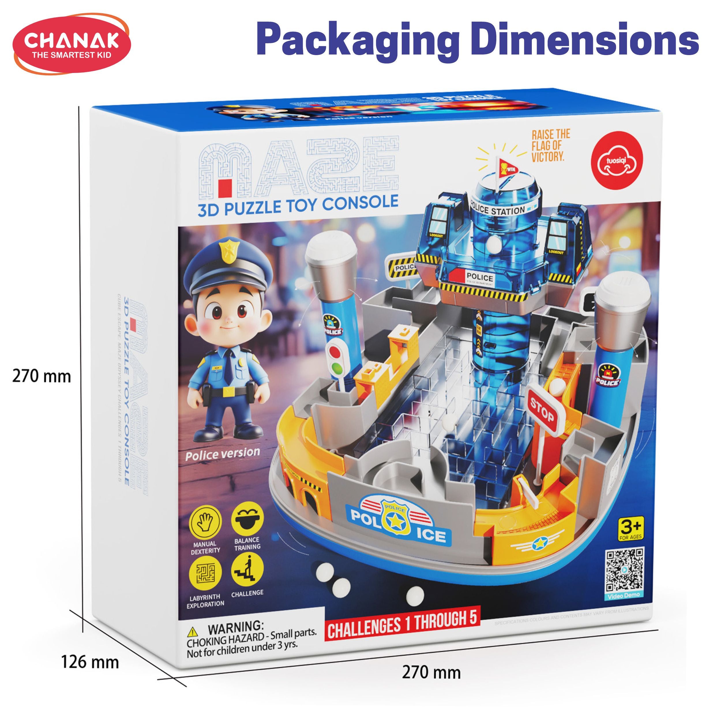 Chanak Police Maze Tower Game For Kids Police Station Theme Puzzle Toy With Moving Balls, Levers & Tracks Interactive Stem Learning Toy For Boys & Girls