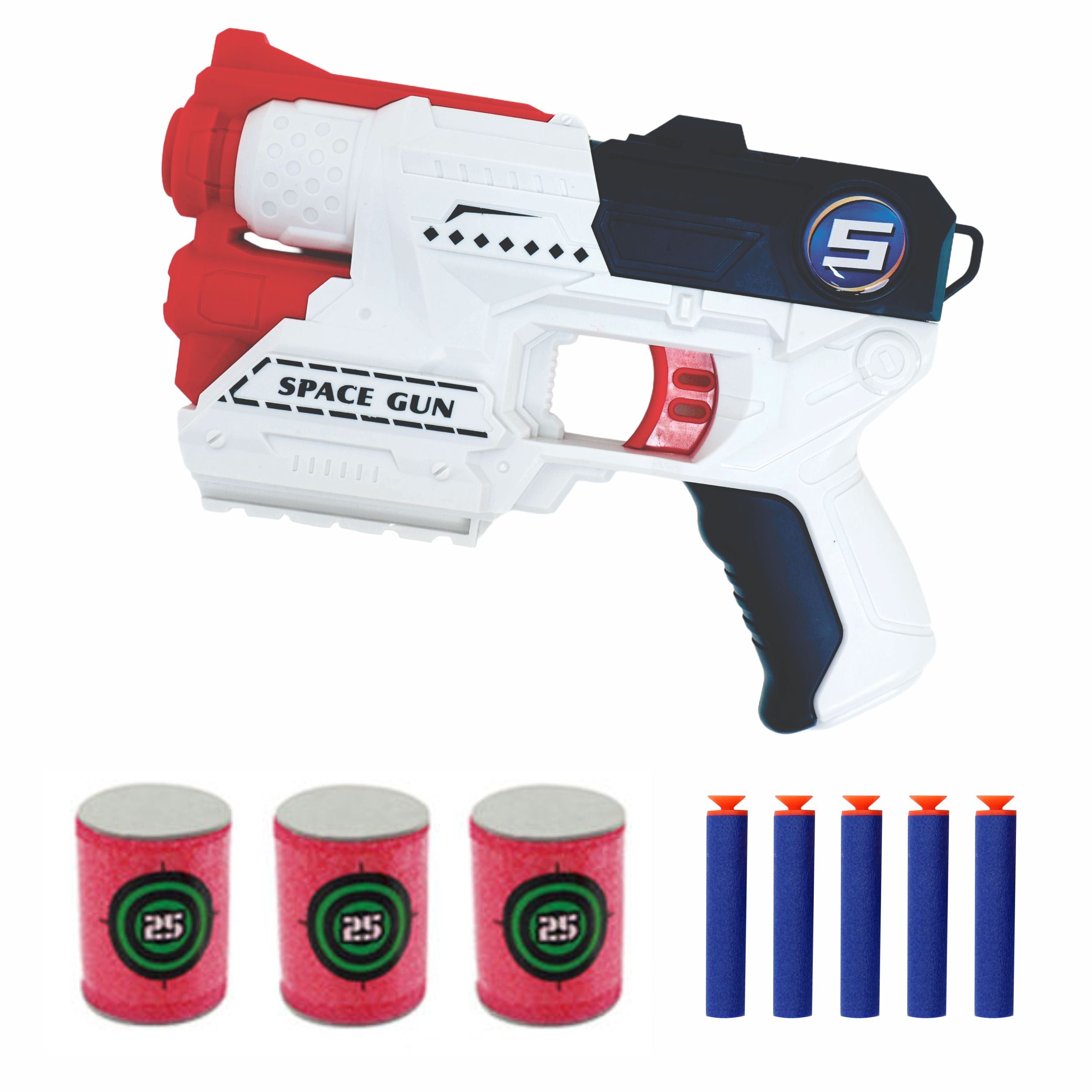 Chanak Power Shoot Space Gun Toy – Soft Bullet Blaster Set (3-In-1) | Safe Foam Darts + Target Cans | Kids Toy Gun For Ages 6+